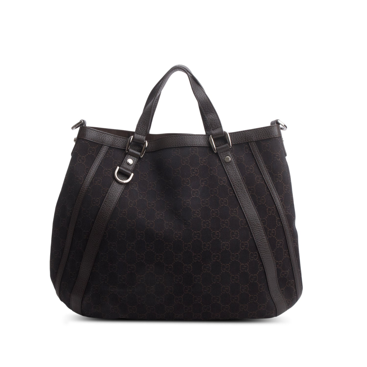 Gucci Black Monogram Medium Abbey Convertible Tote w/ Strap