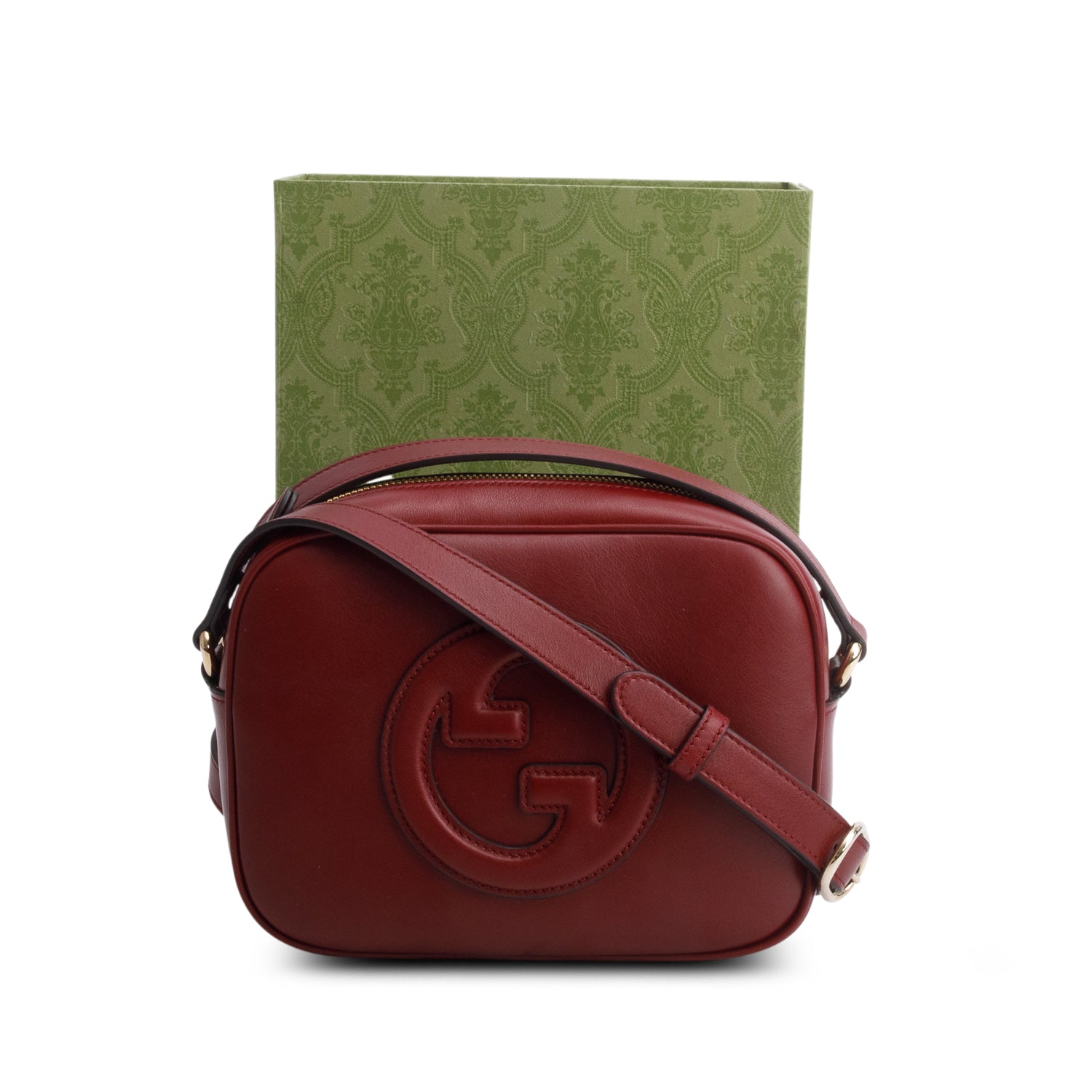 Gucci Burgundy Calfskin Leather Mini Blondie Shoulder Bag w/ Box