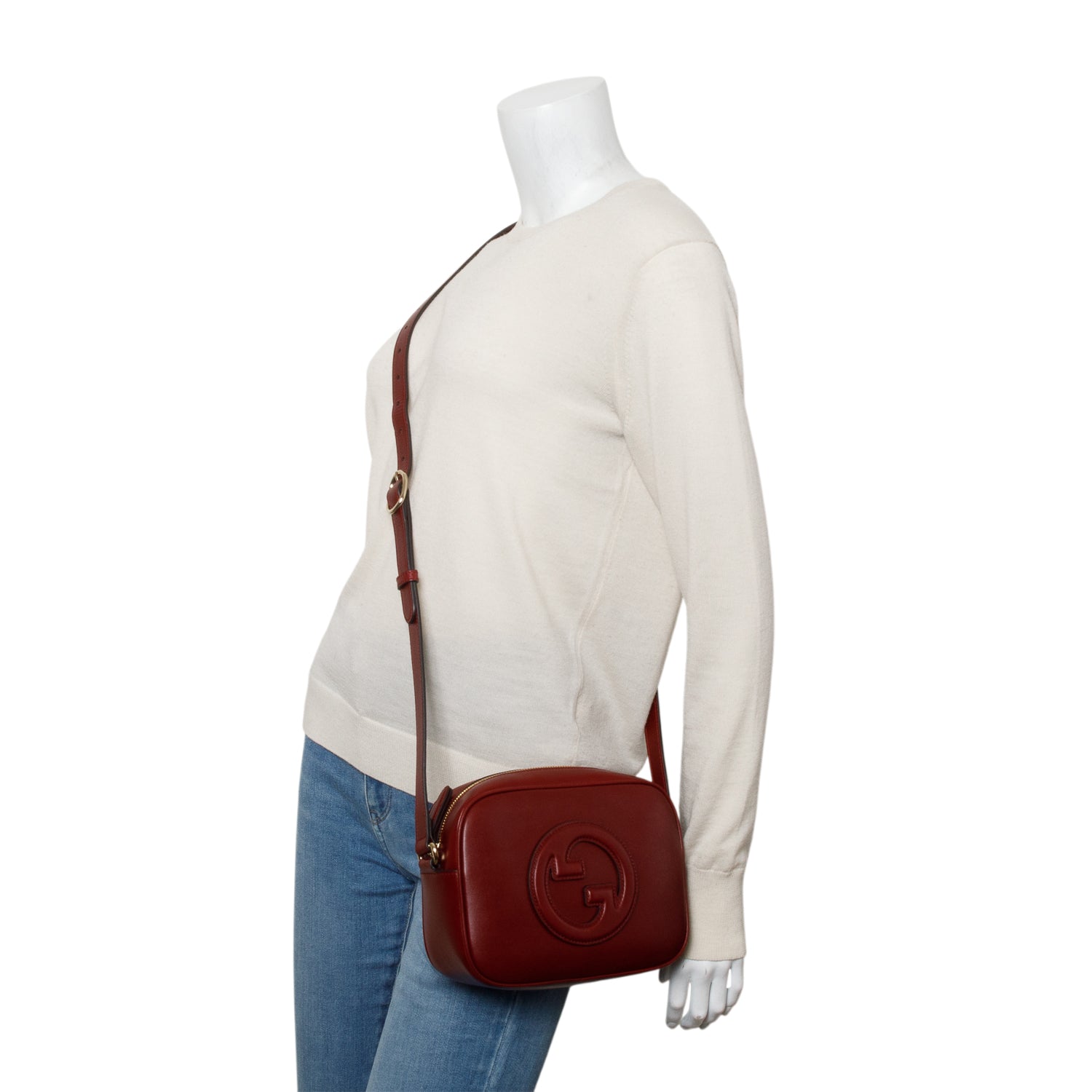 Gucci Burgundy Calfskin Leather Mini Blondie Shoulder Bag w/ Box