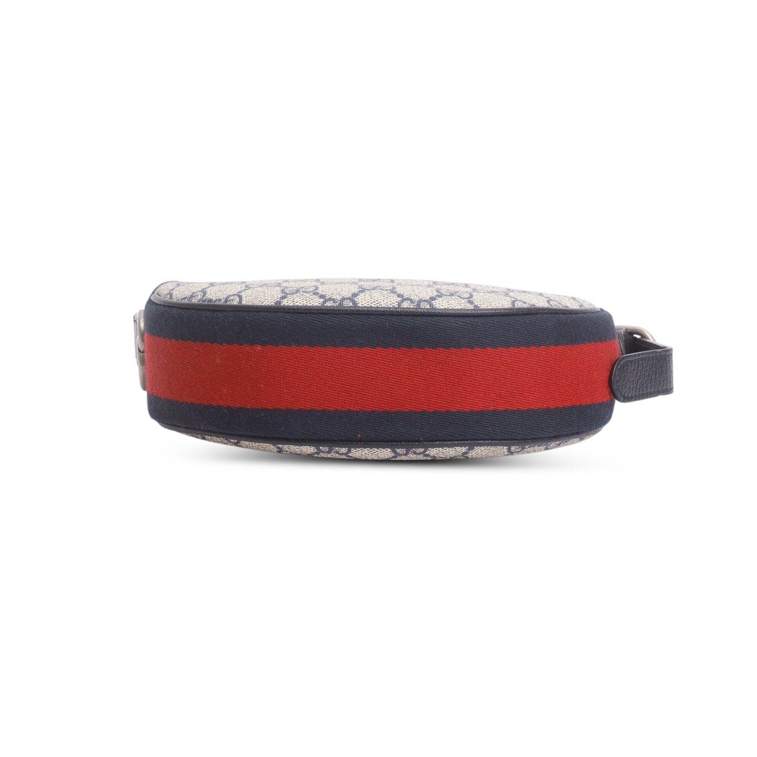 Gucci Navy GG Supreme Monogram Textured Calfskin Web Mini Ophidia Half Moon Hobo