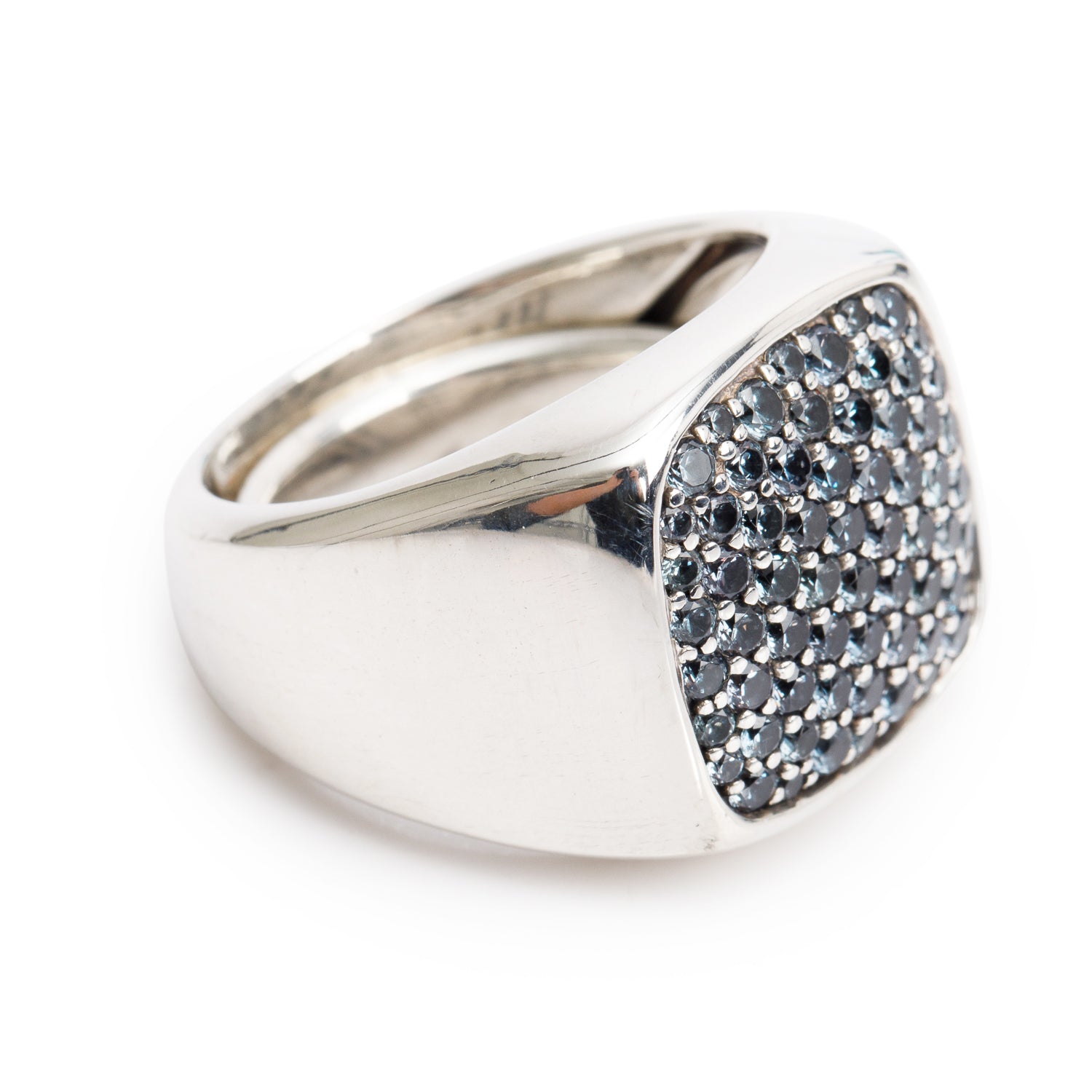 David Yurman Sterling Silver Color-Change Garnet Streamline Signet Ring, Size 7.5