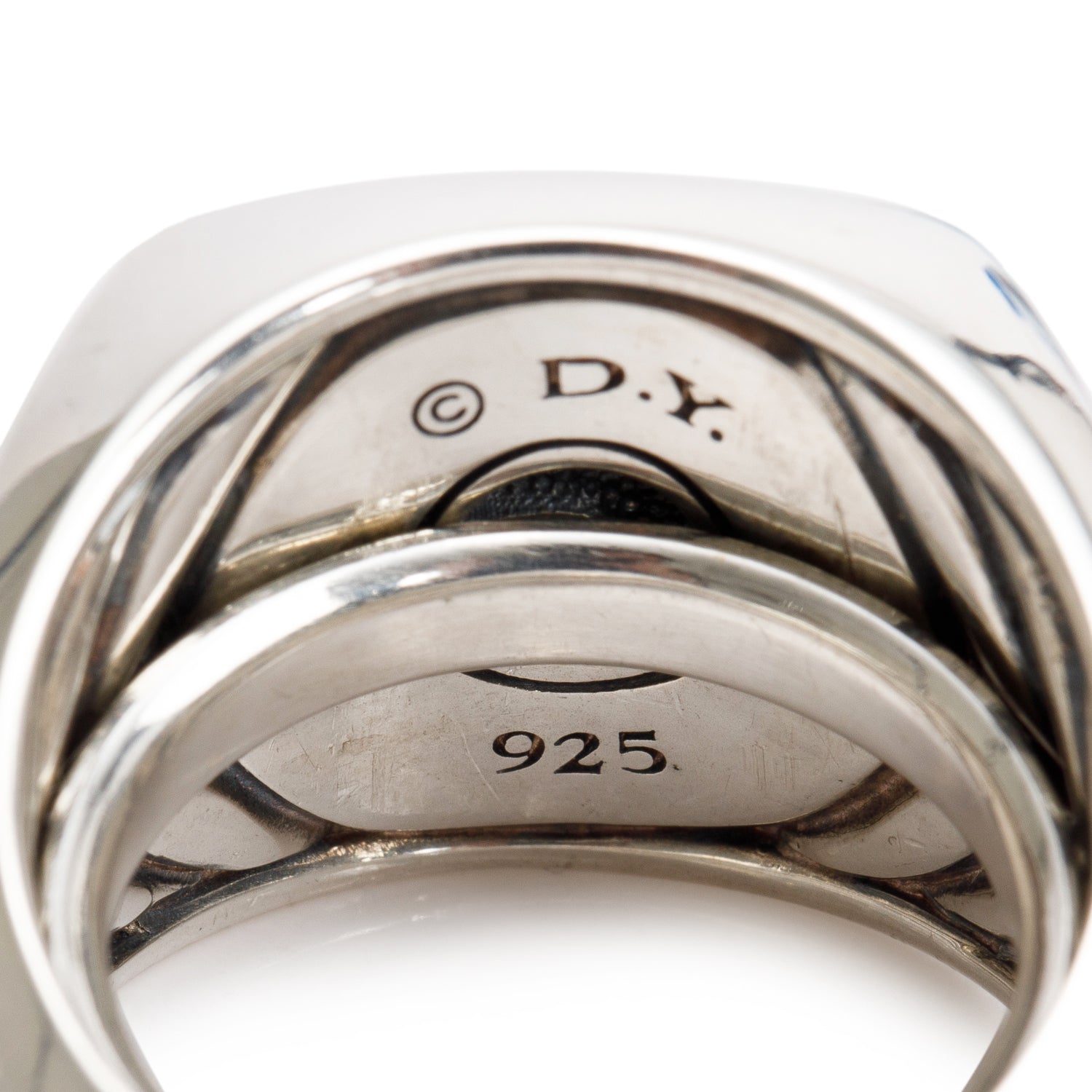 David Yurman Sterling Silver Color-Change Garnet Streamline Signet Ring, Size 7.5