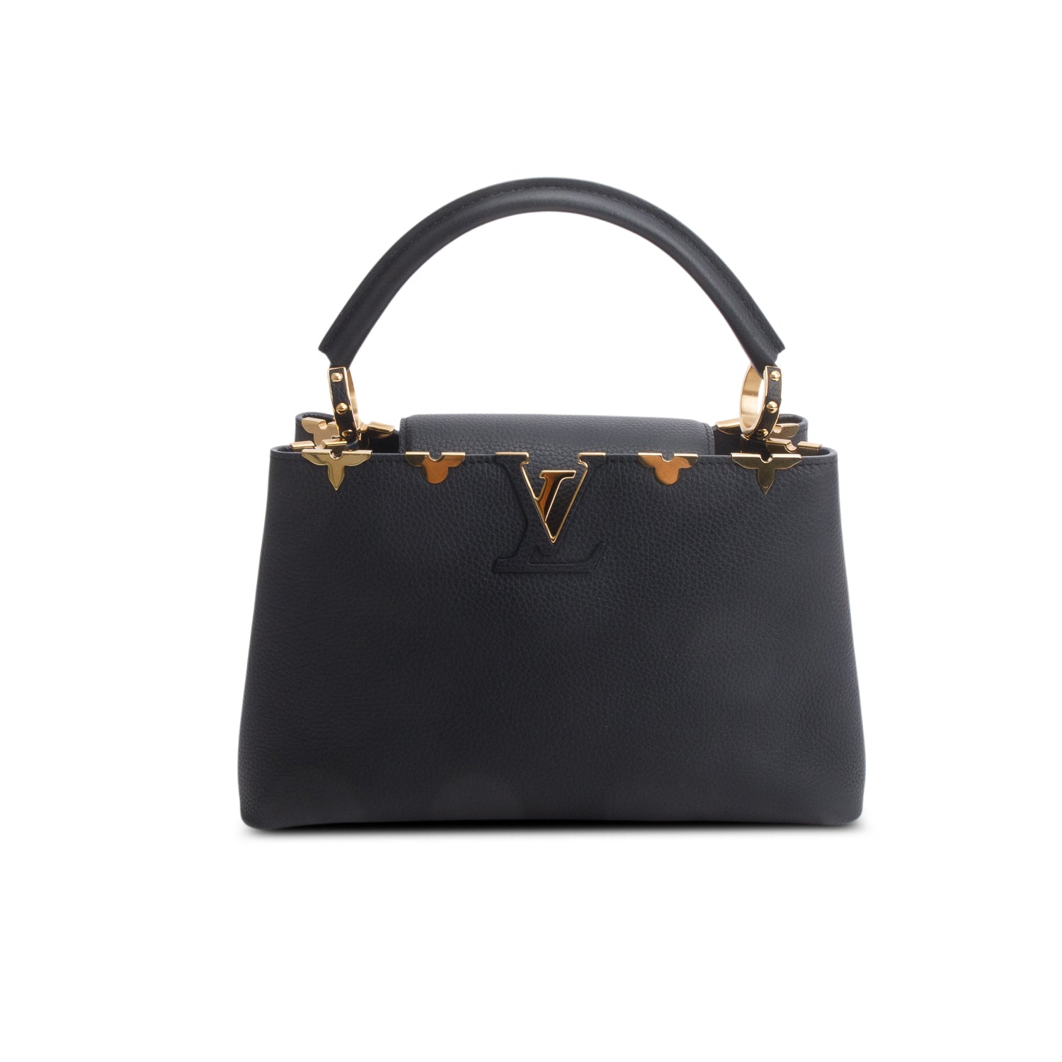 Louis Vuitton Black Taurillon Flower Crown Capucines MM w/ Strap