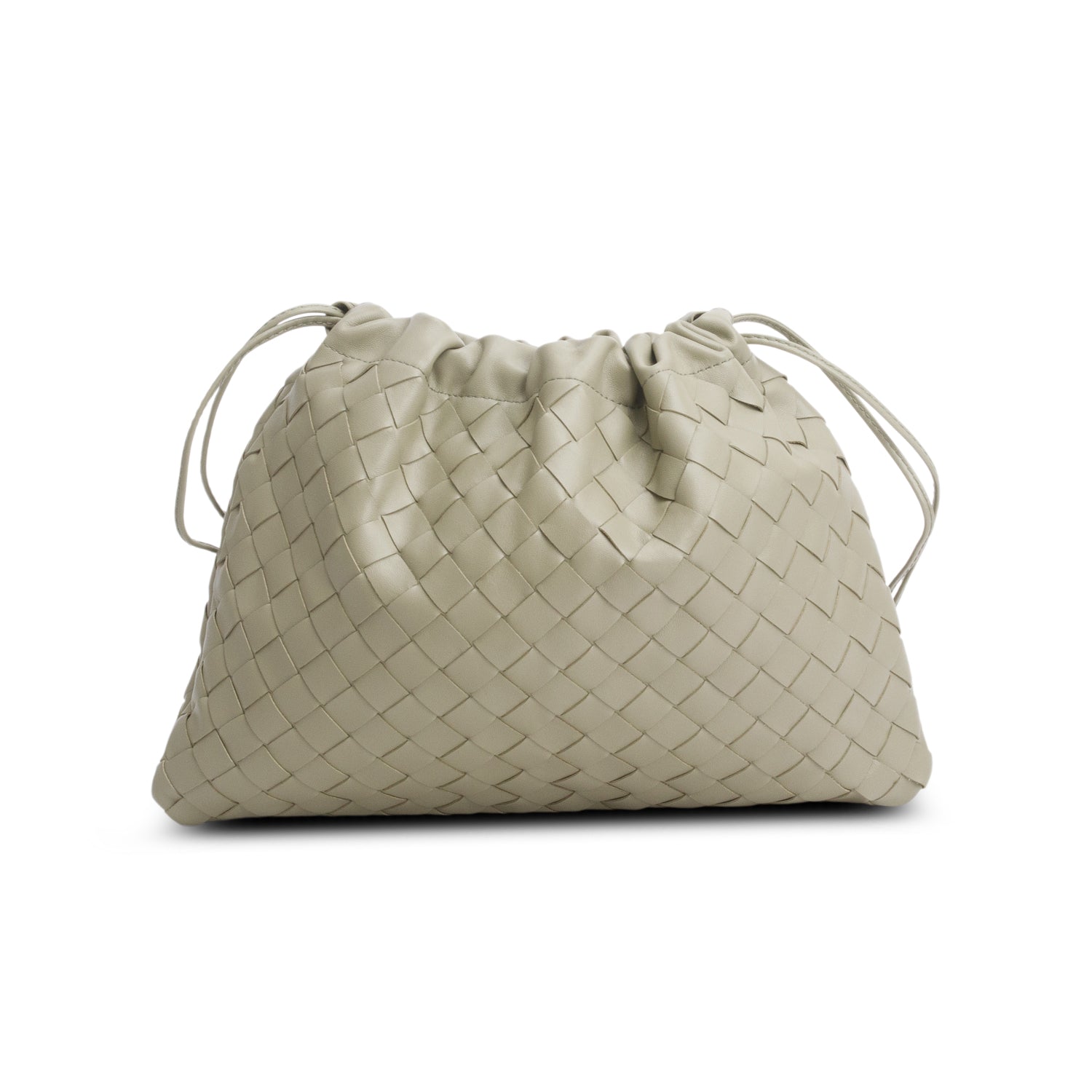Bottega Veneta Green Intreciatto Leather Drawstring Pouch