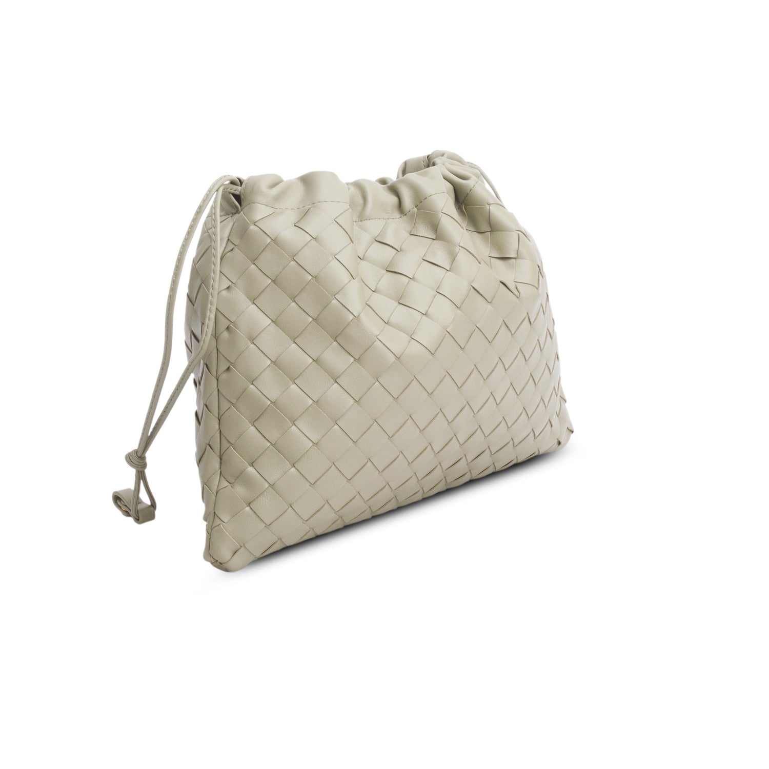 Bottega Veneta Green Intreciatto Leather Drawstring Pouch