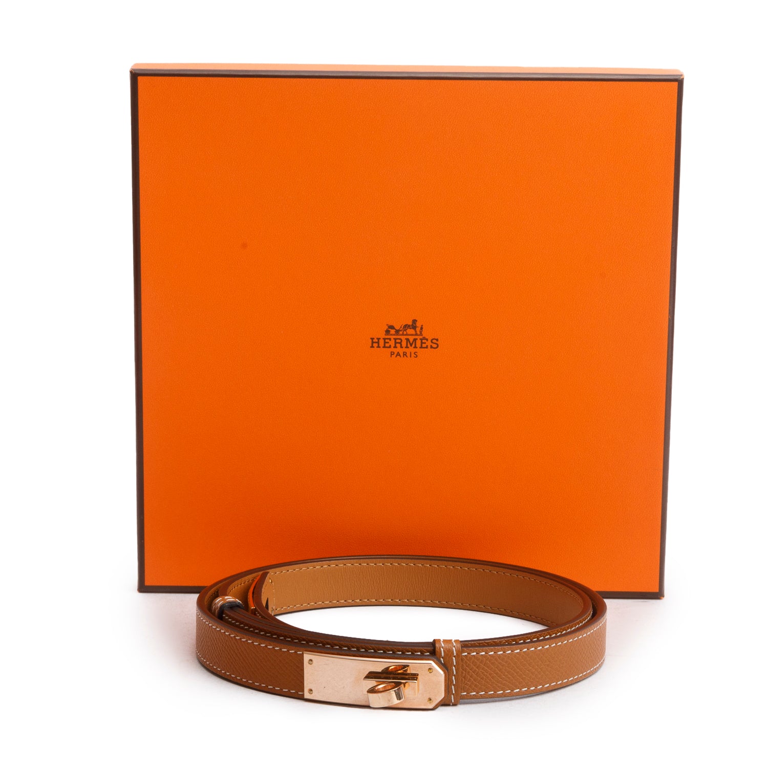Hermes 2024 Gold Veau Epsom Kelly 18 Belt w/ Box