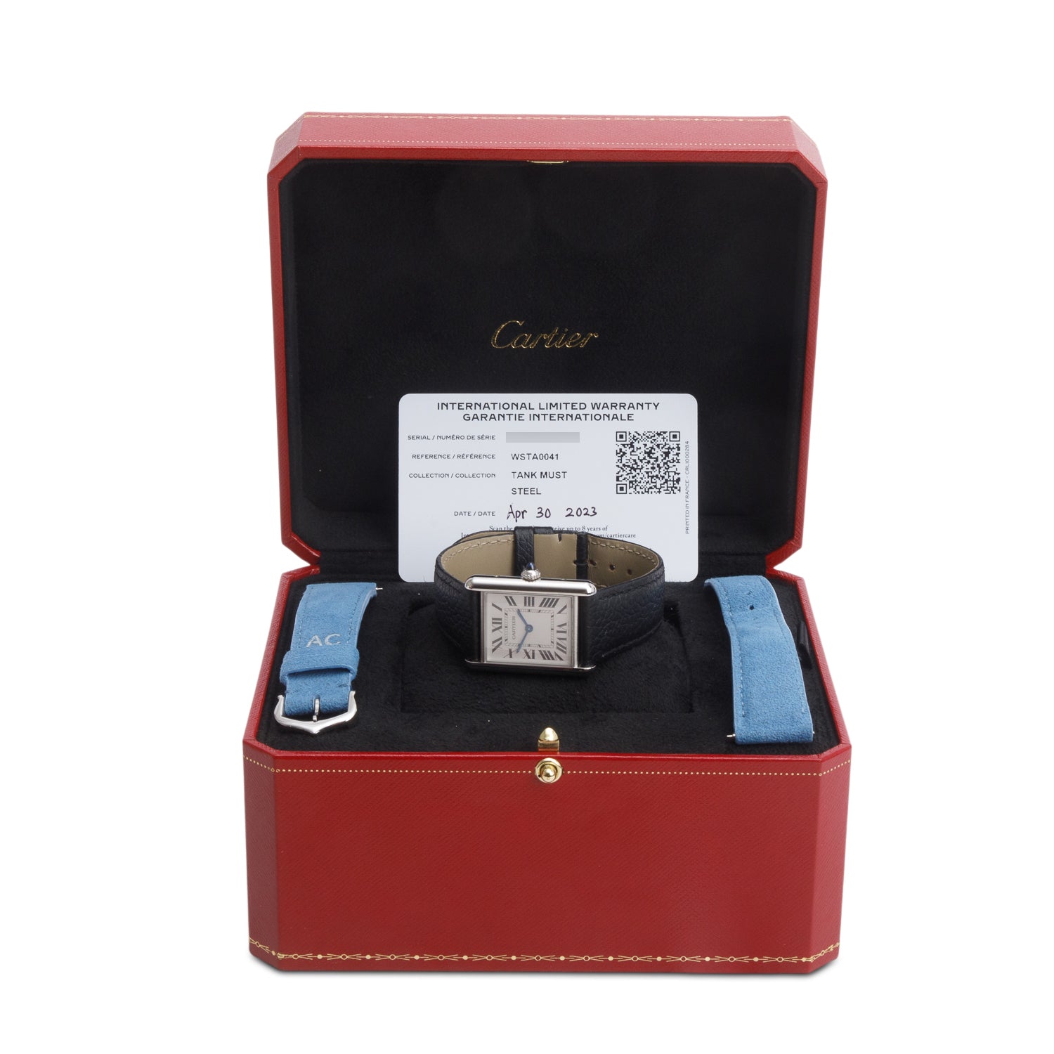 Cartier 2023 Stainless Steel Tank Must de Cartier Quartz Watch, Large Model 4323 w/ Box & Papers
