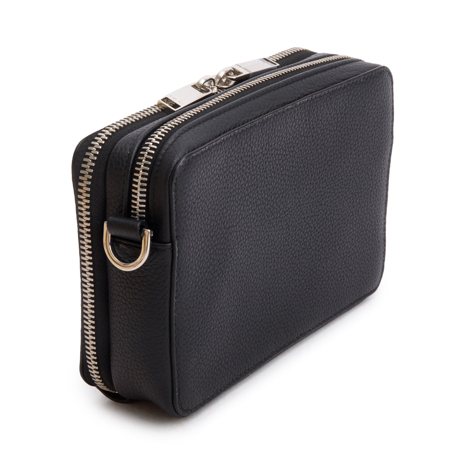 Christian Dior x Shawn Stussy Black Calfskin Leather Double Zip Crossbody Bag