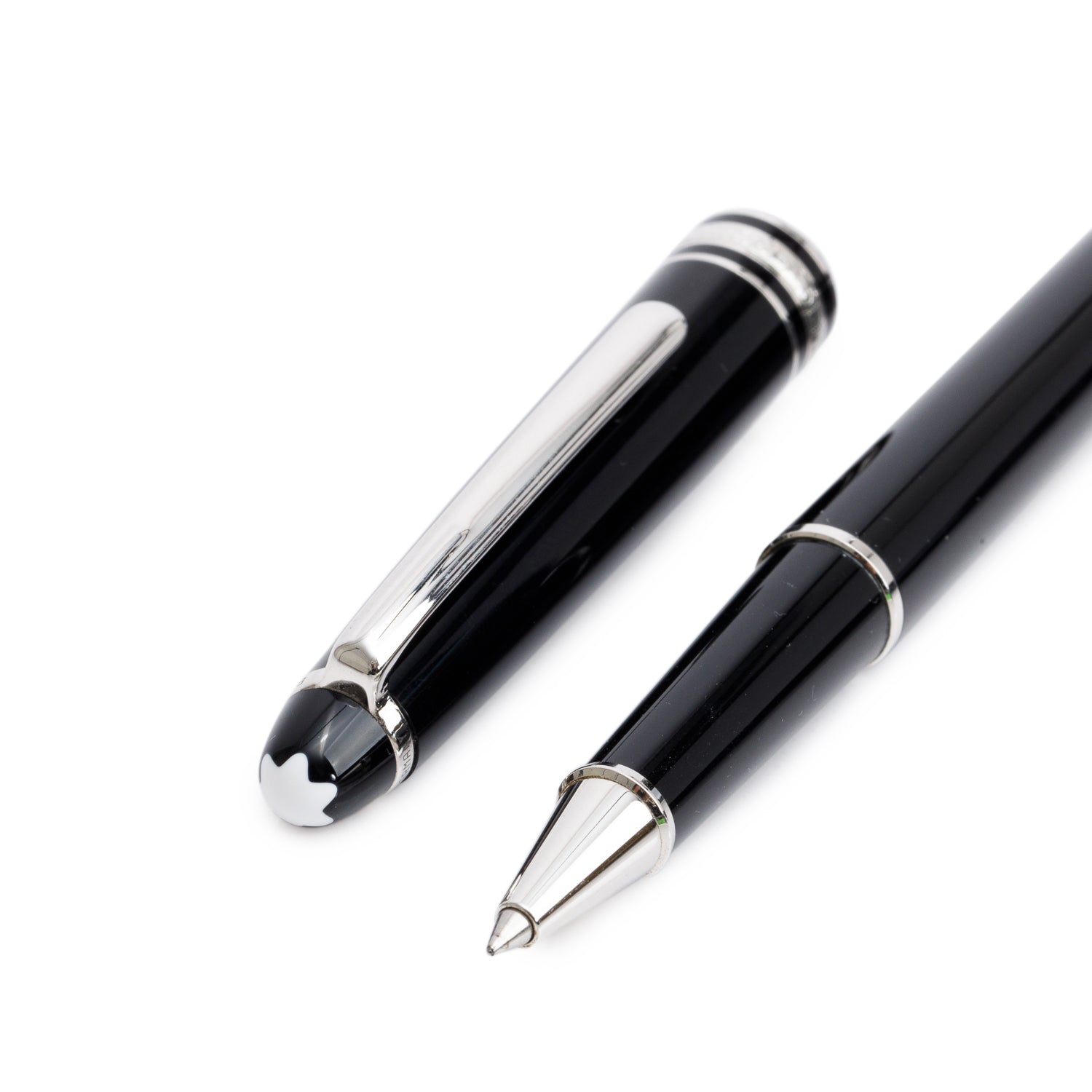 Montblanc Platinum Coated Meisterstuck Black Resin Rollerball Pen w/ Box