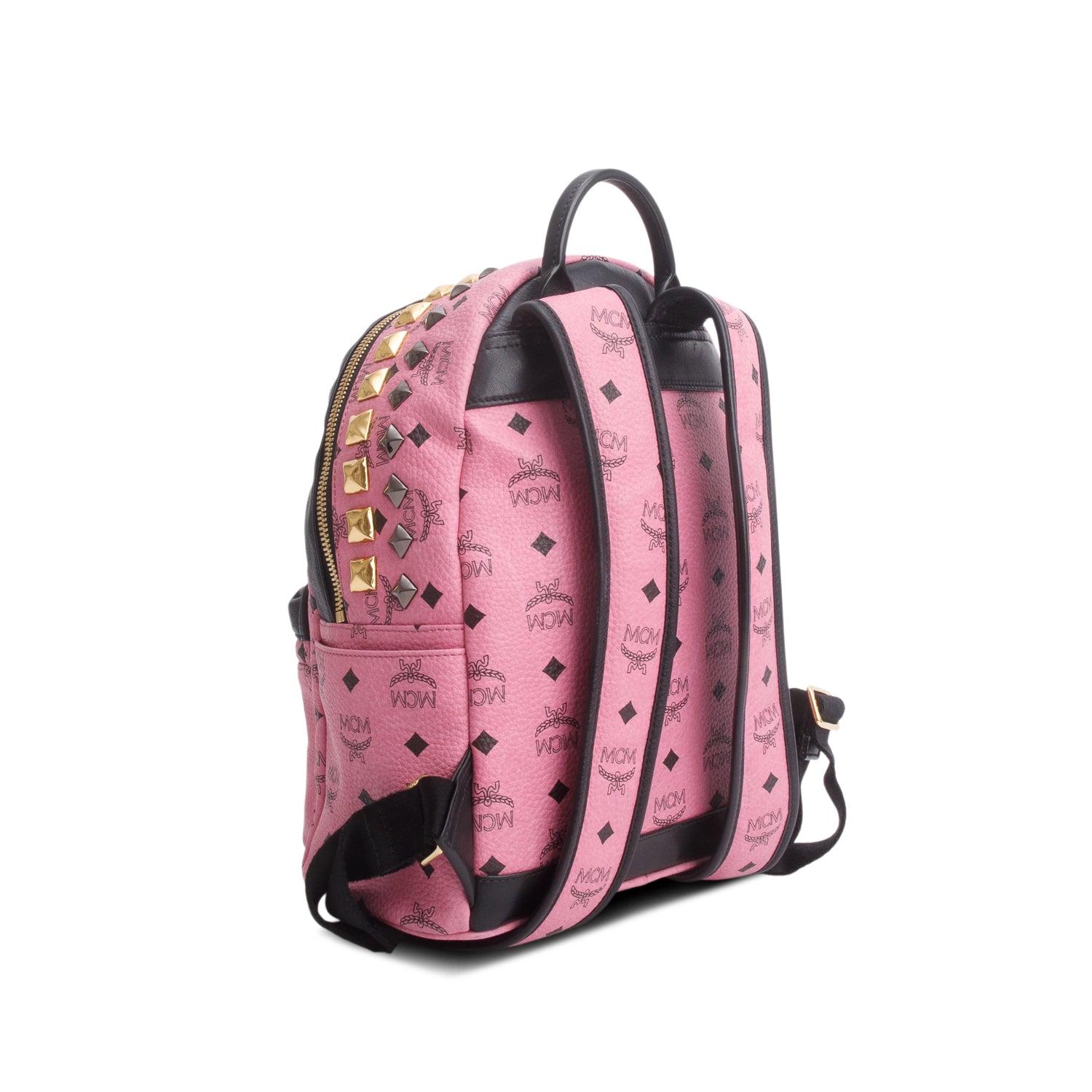MCM Pink Visetos Small Stark Stud Backpack