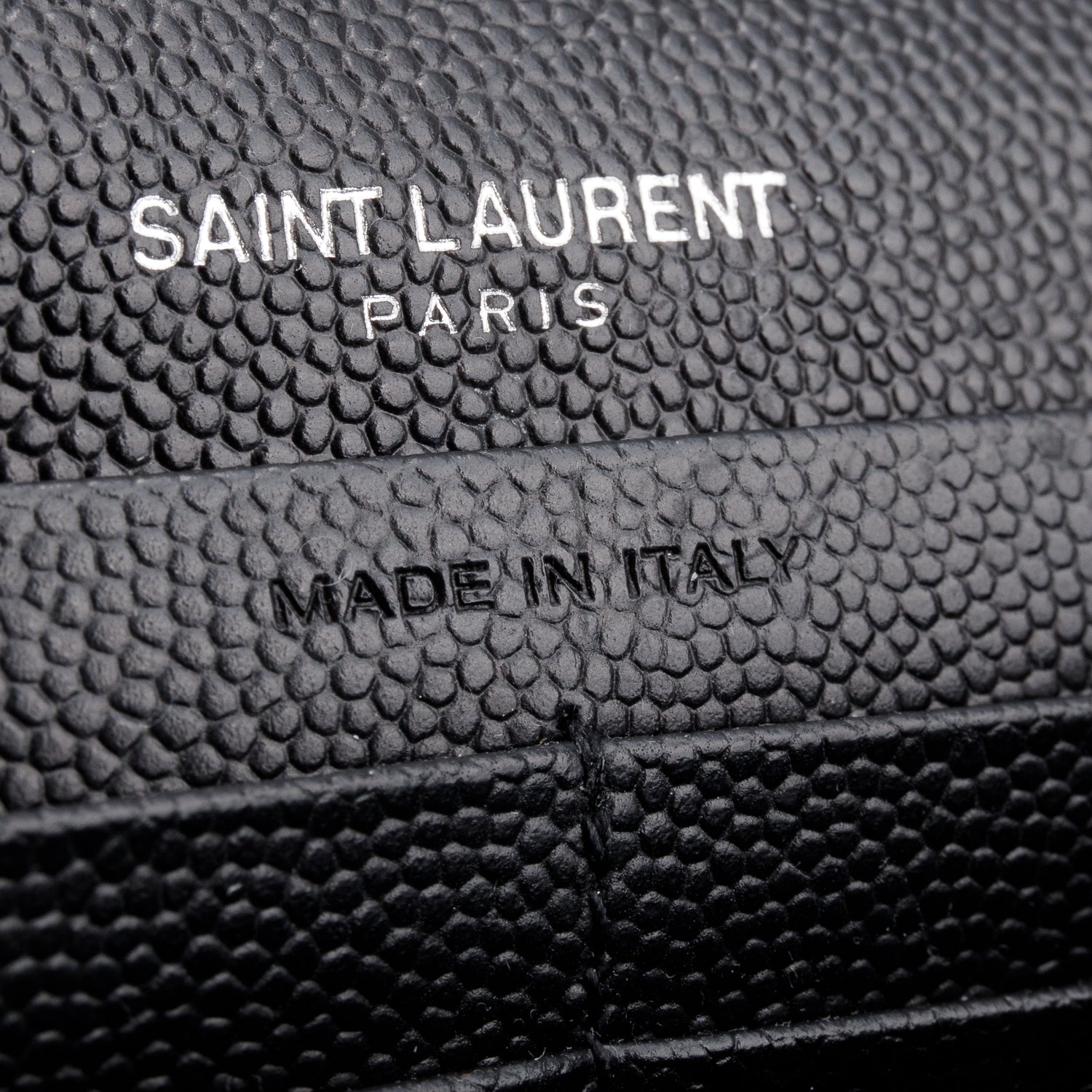 Saint Laurent 2020 Black Grain De Poudre Chevron Cassandre Envelope Chain Wallet