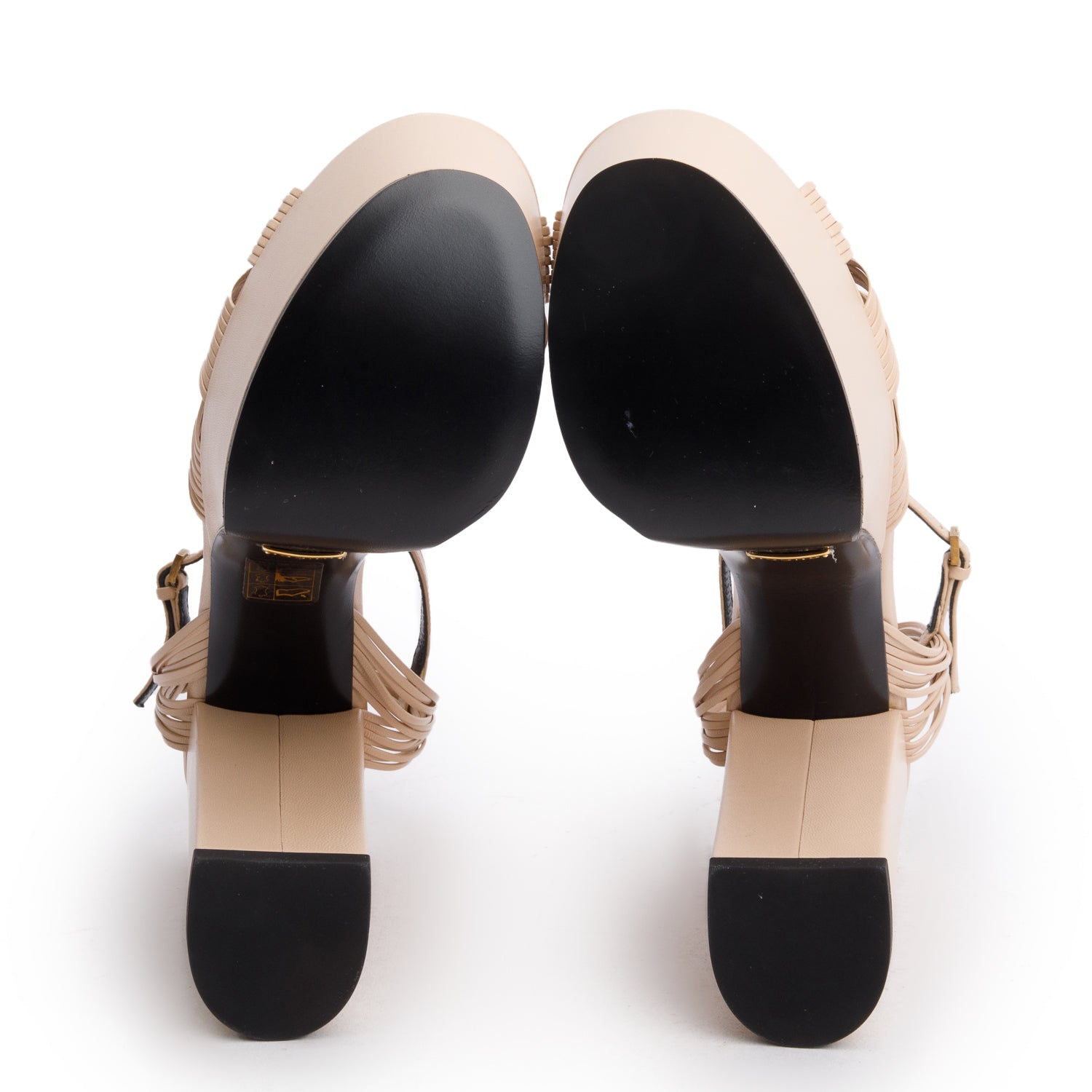 Gucci Nude Nappa Leather Crawford Knot Platform Sandals, Size 37 w/ Box