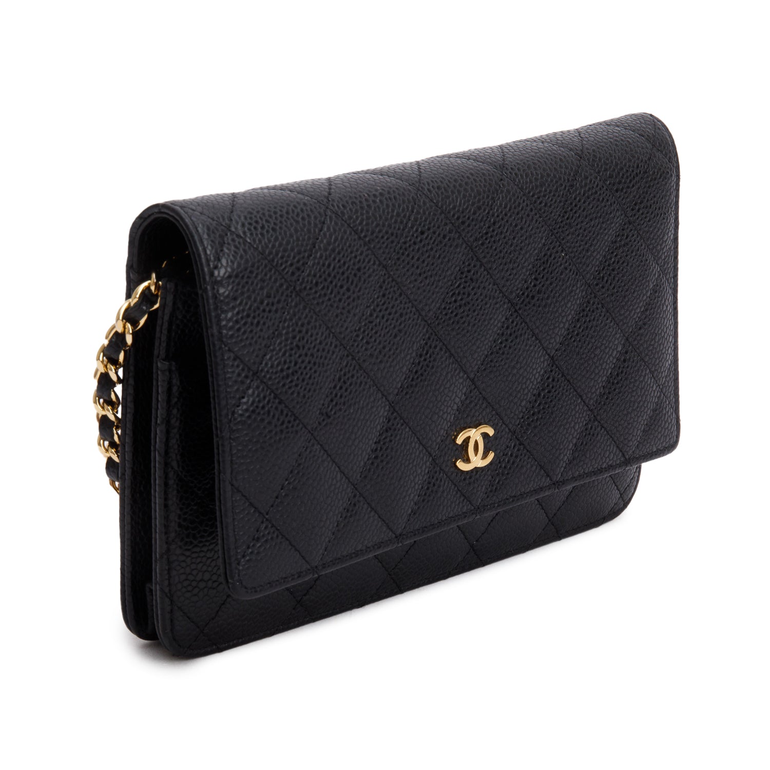 Chanel Black Caviar Quilted Classic Wallet on Chain