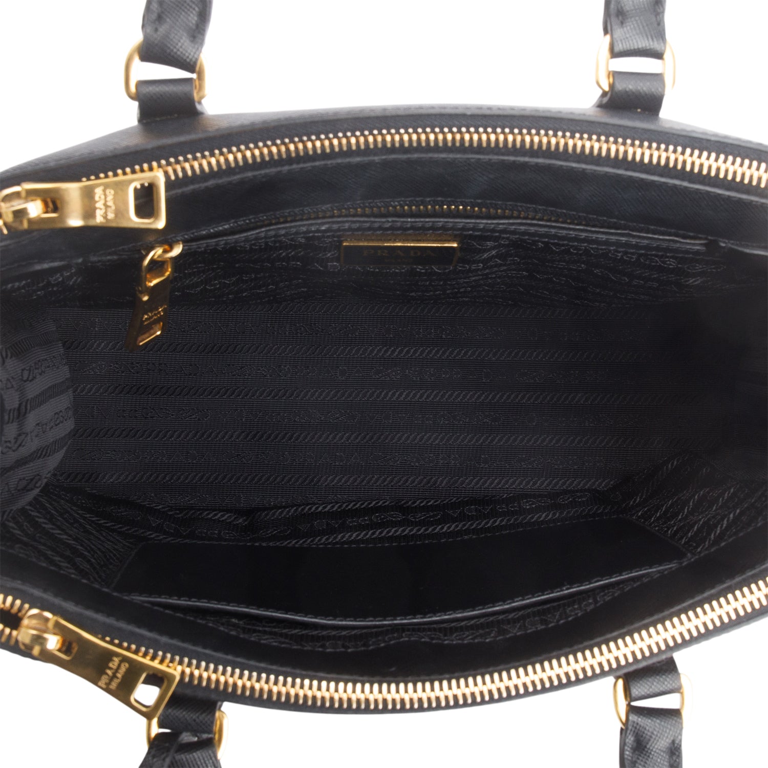 Prada Black Saffiano Leather Small Double Zip Galleria Tote w/ Authenticity Card & Strap