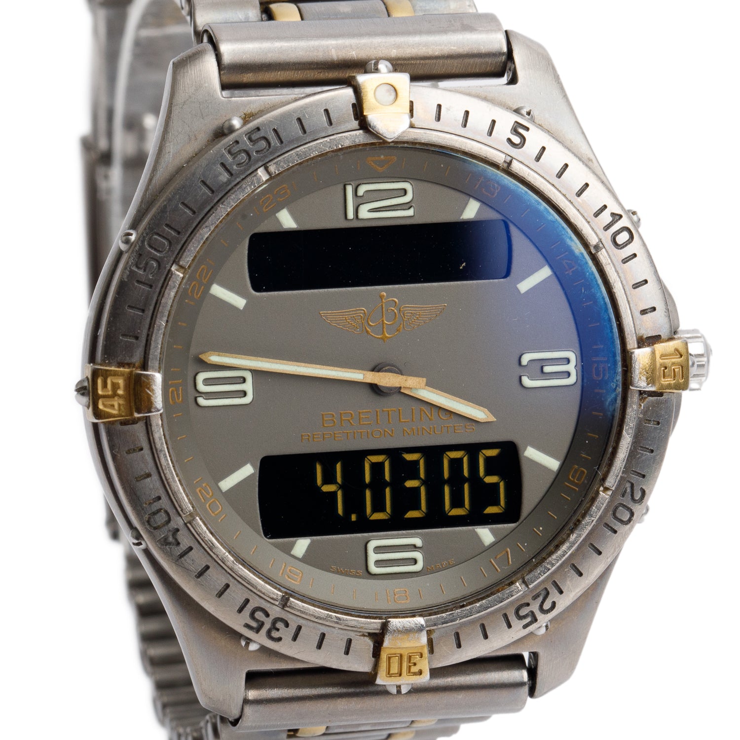 Breitling Two-Tone Titanium Aerospace 40 MM Analog-Digital Quartz Watch Grey Dial F65062