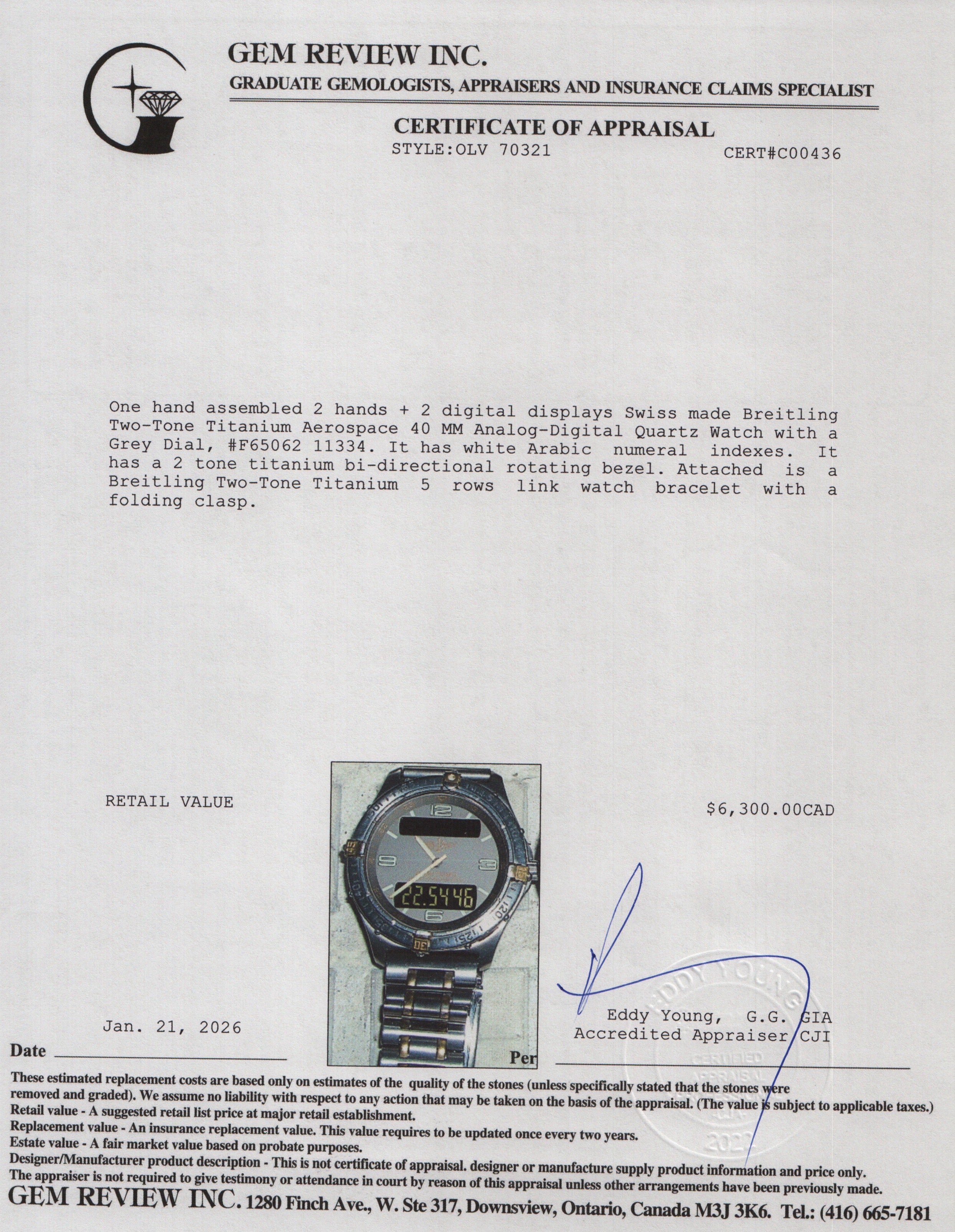 Breitling Two-Tone Titanium Aerospace 40 MM Analog-Digital Quartz Watch Grey Dial F65062