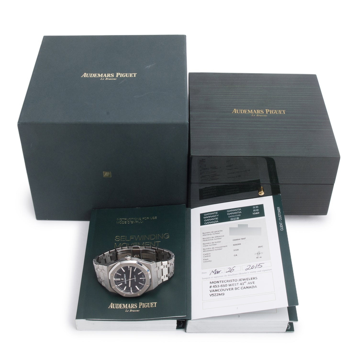 Audemars Piguet Stainless Steel Royal Oak Selfwinding 41 MM Automatic Watch Black Dial w/ Box & Papers