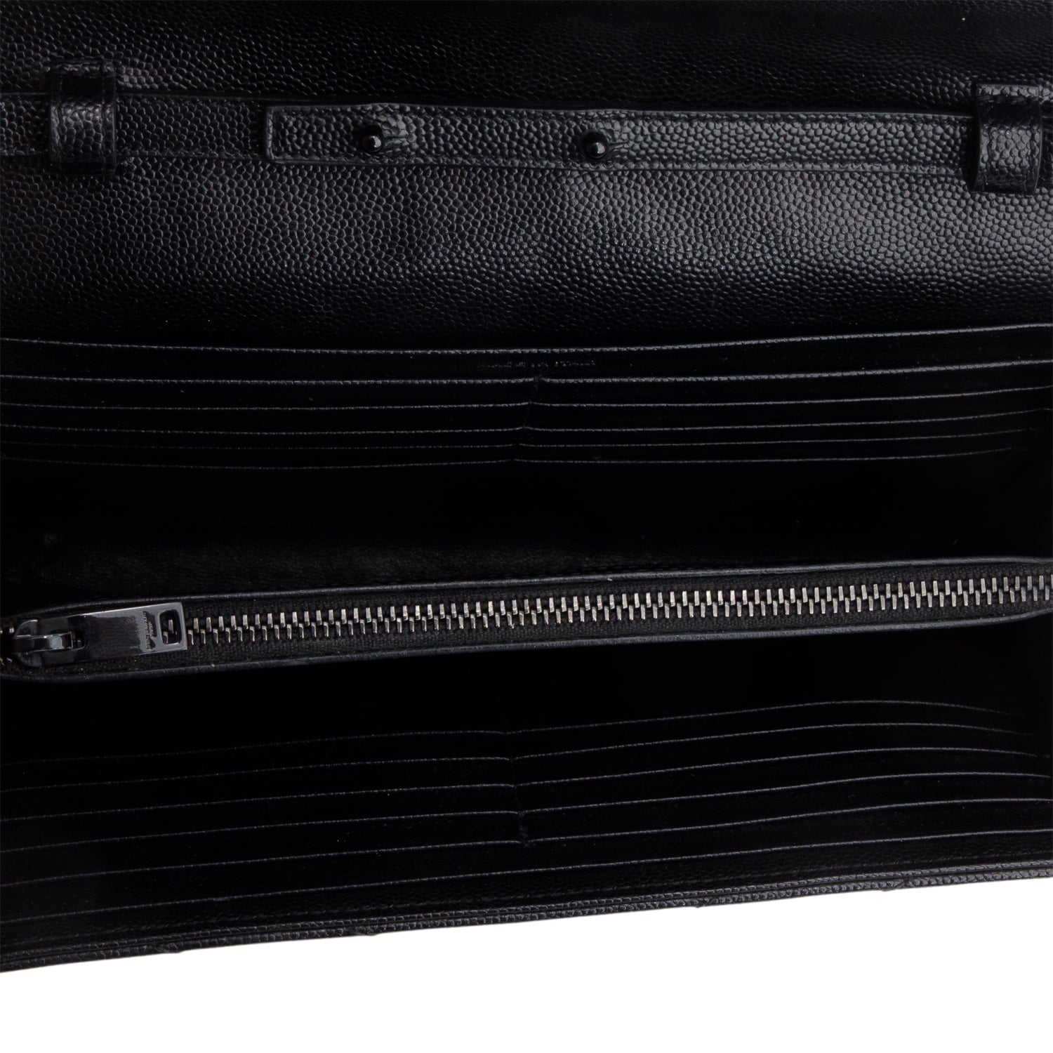 Saint Laurent So Black Grain De Poudre Leather Classic Cassandre Envelope Chain Wallet