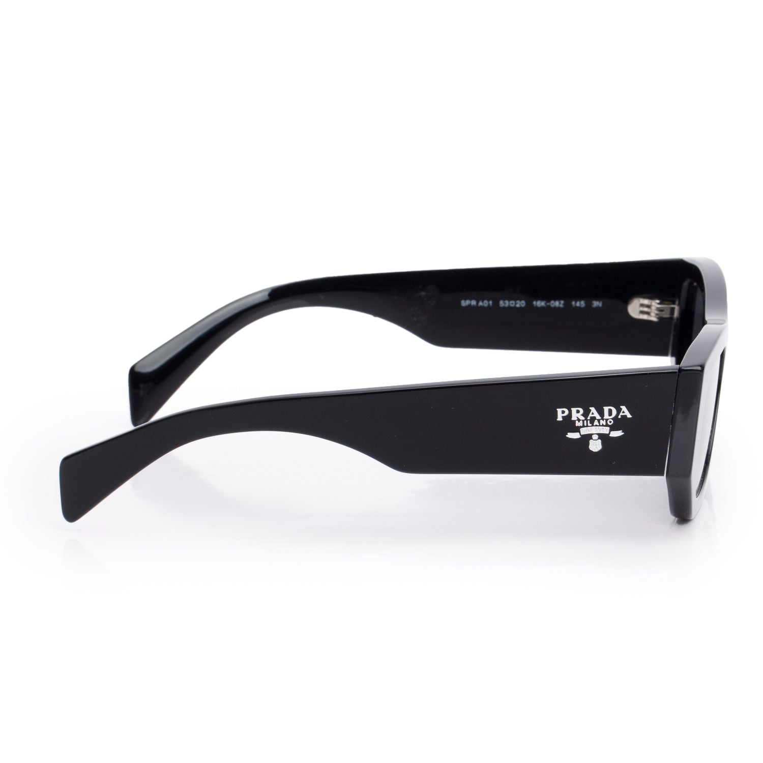 Prada Black SPR A01 Acetate Rectangle Sunglasses