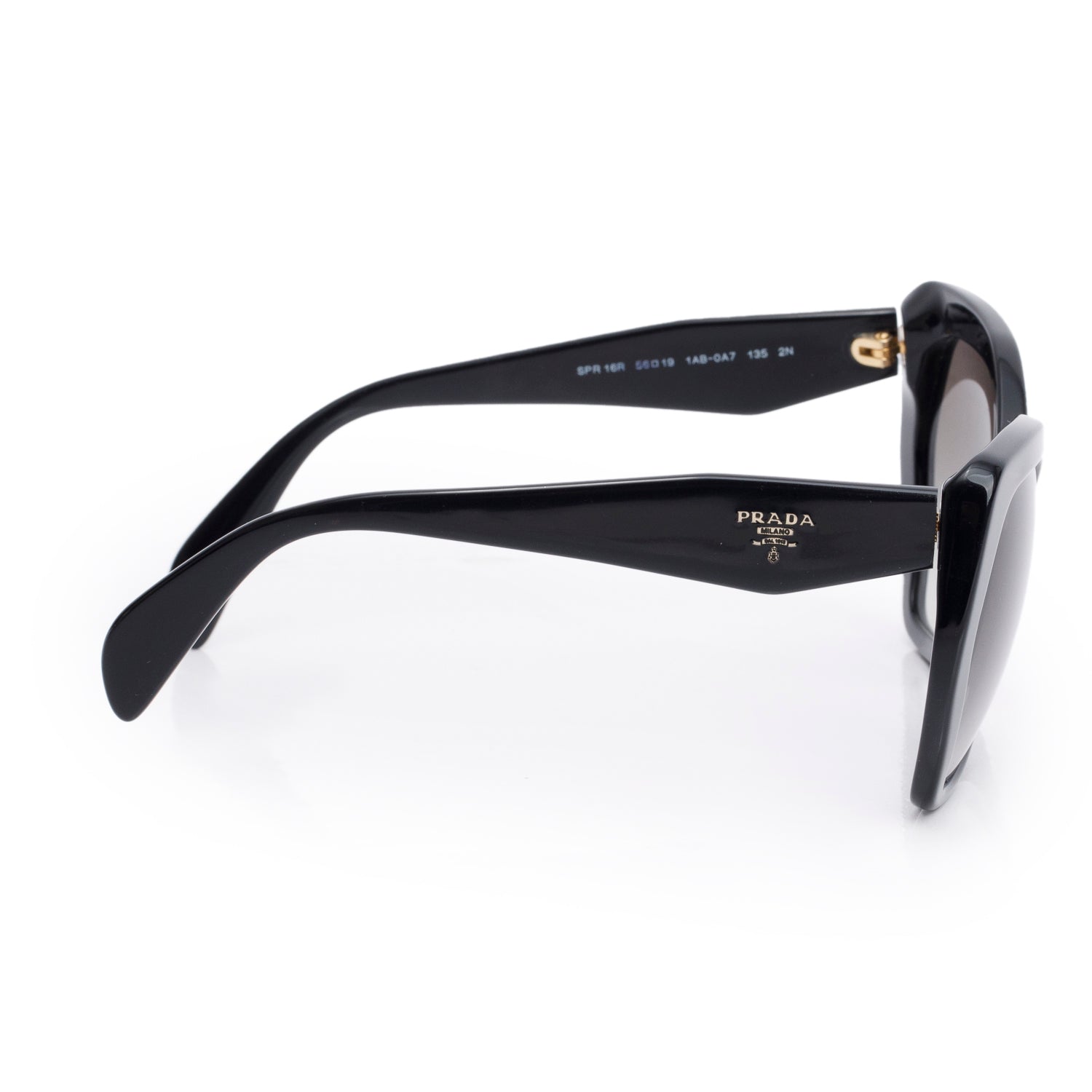 Prada SPR 16R Black Acetate Geometric Sunglasses