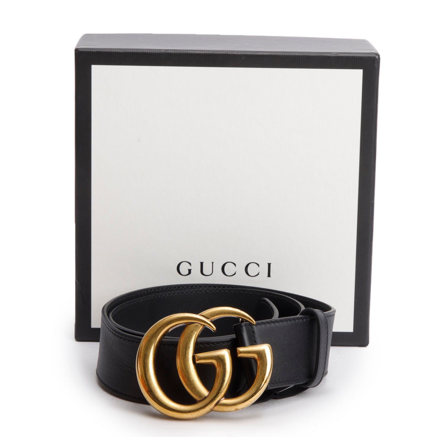Gucci Black GG Marmont Wide Leather Belt 75 30 w/ Box & Receipt