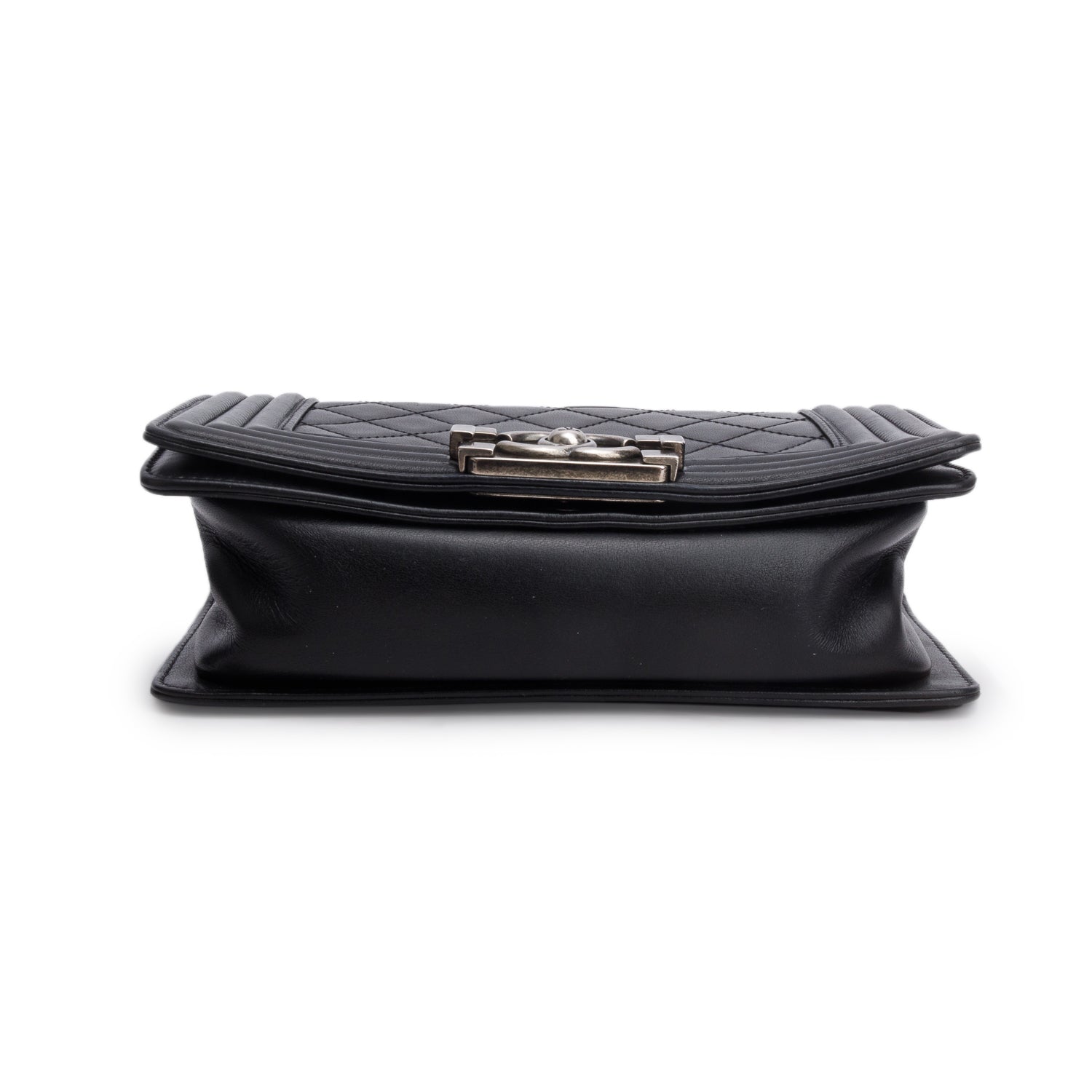 Chanel Black Lambskin Quilted Small Boy Bag w/ Authenticity Card