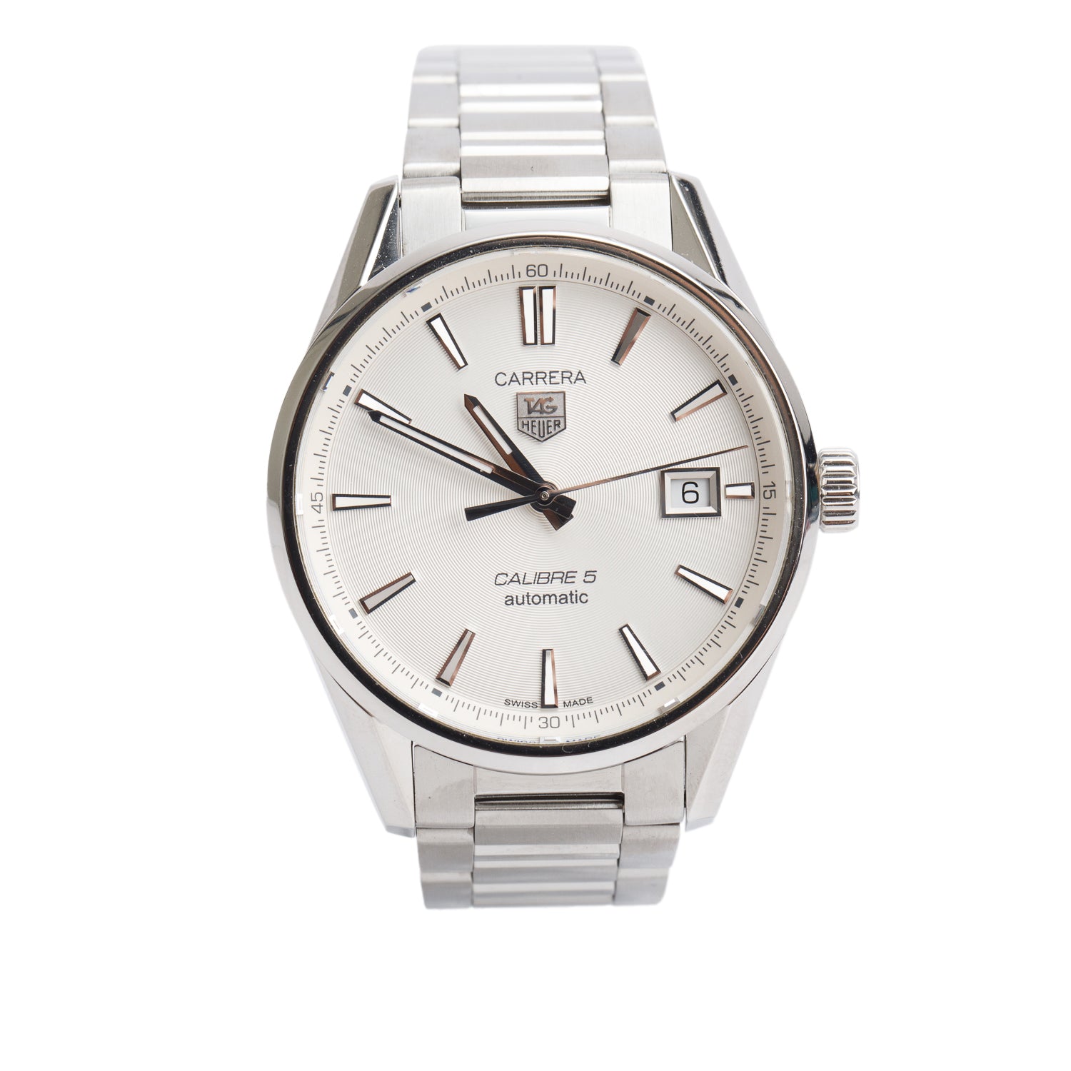 Tag Heuer Stainless Steel Carrera 39 MM Automatic Watch White Dial WAR211B-4 w/ Box & Papers