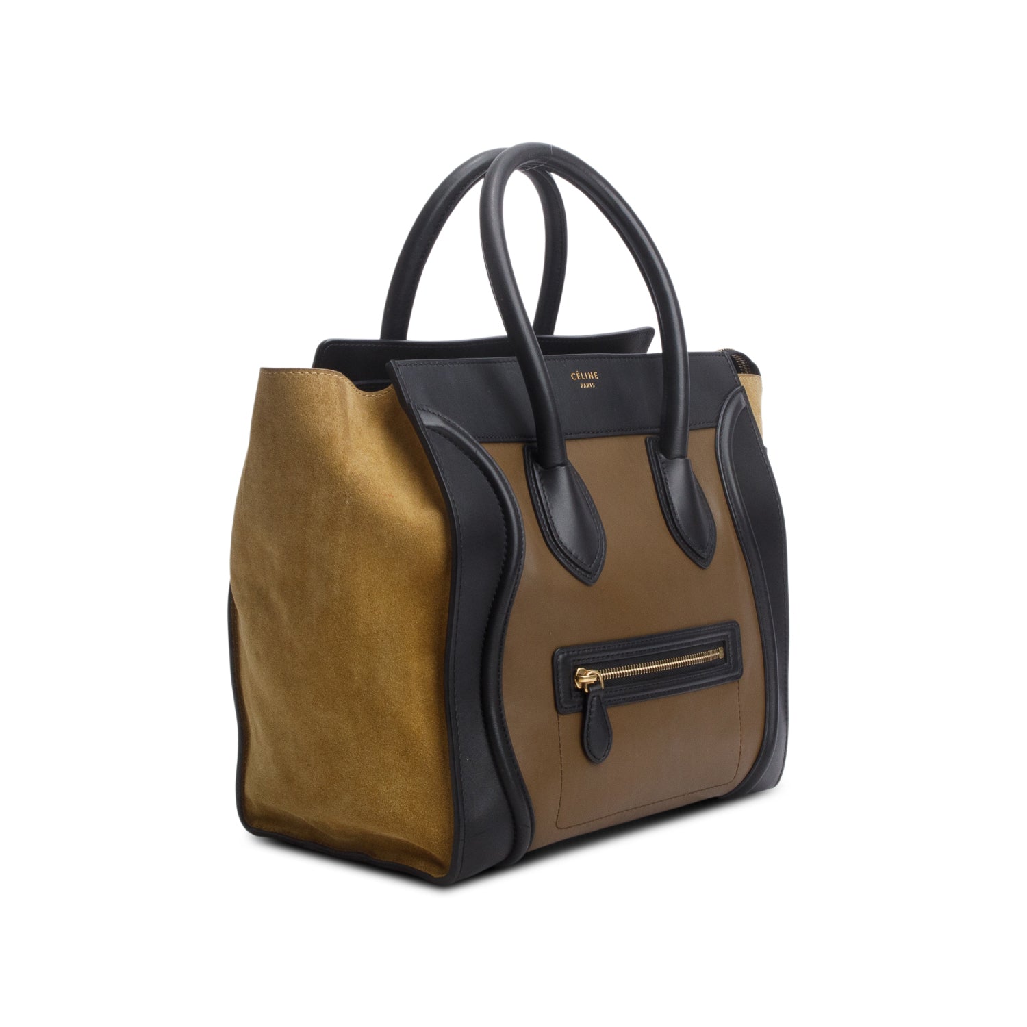 Celine Tri-Color Drummed Calfskin Nubuck Medium Luggage Tote