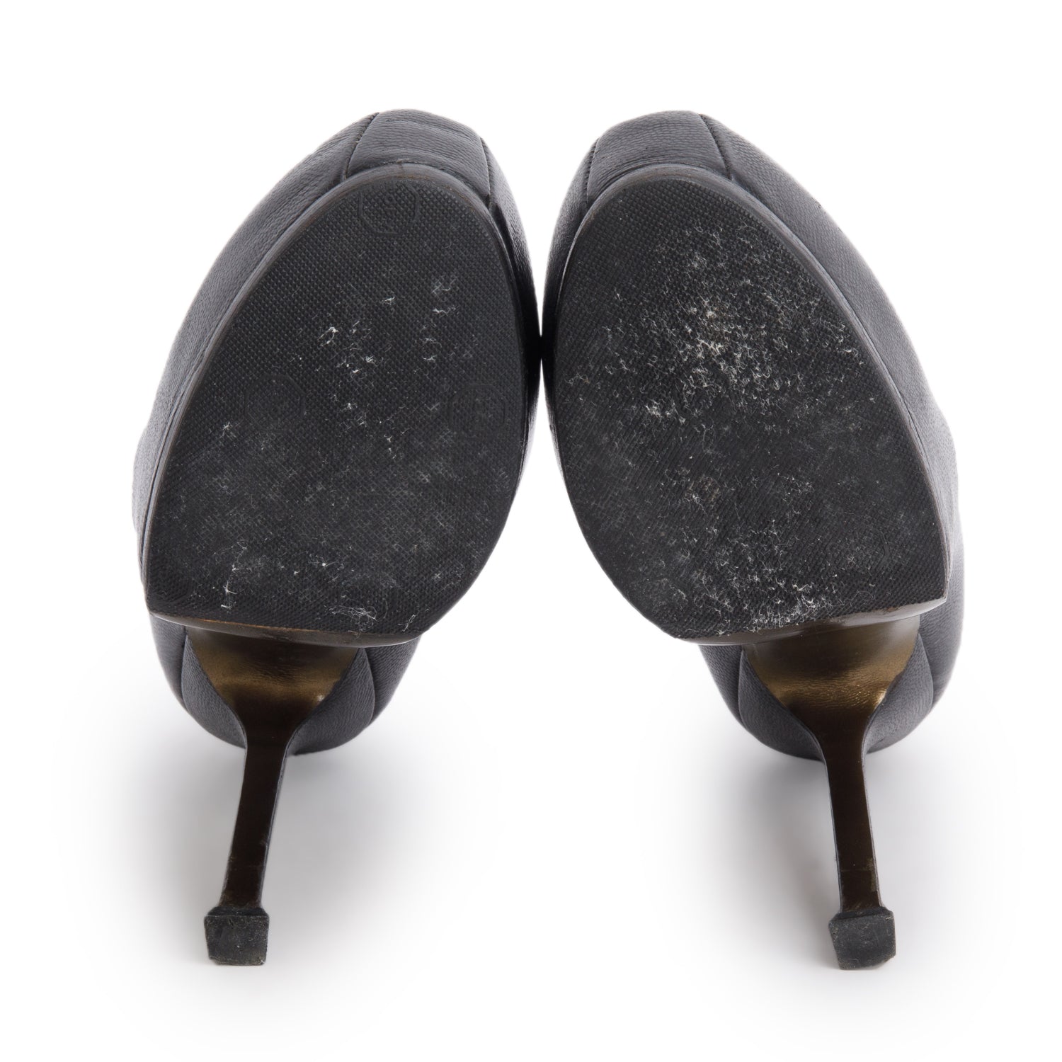 Saint Laurent Black Leather Tribute Platform Pumps, Size 36