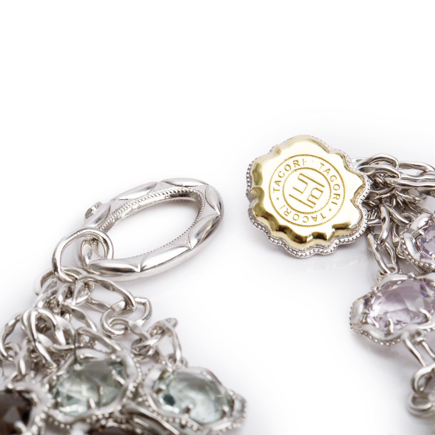 Tacori Sterling Silver & 18k Yellow Gold Color Medley Stones Multi-Strand Bracelet