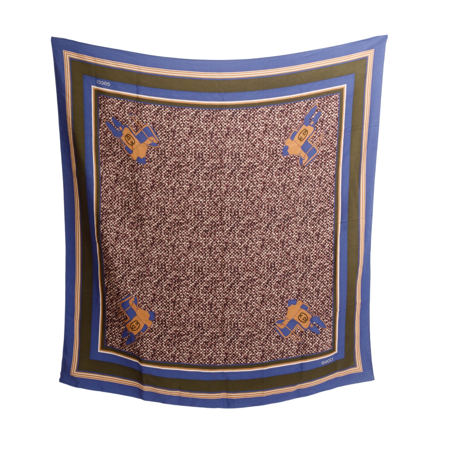 Gucci Multicolor Silk Saddle Print Scarf