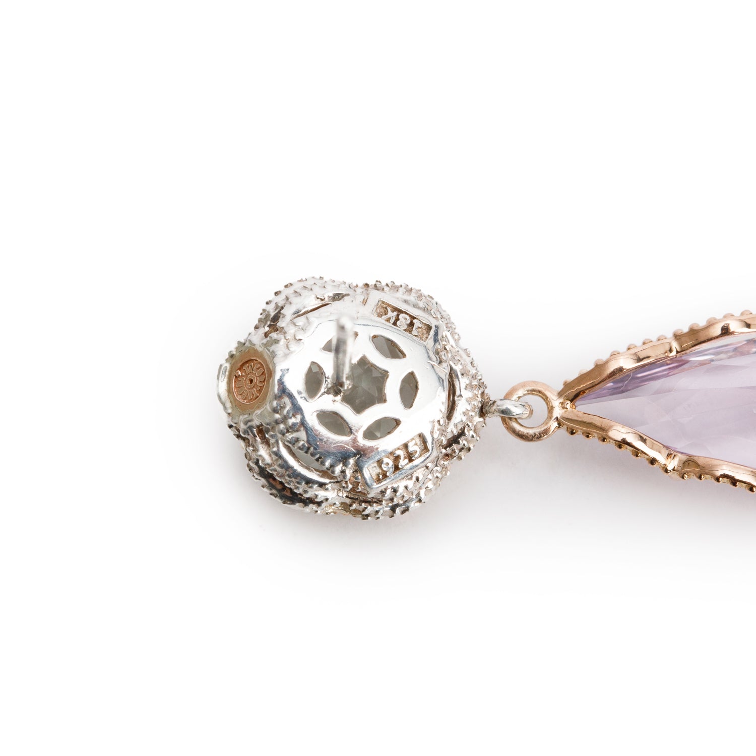 Tacori 18k Rose Gold & Sterling Silver Prasiolite and Amethyst Dangling Earrings