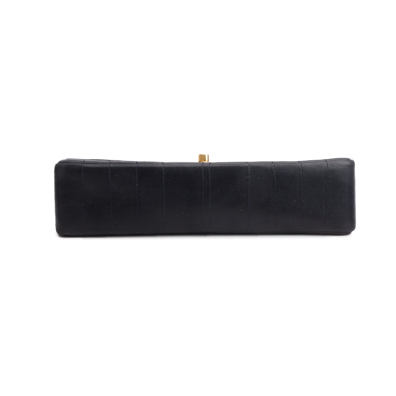 Chanel Vintage Black Lambskin Vertical Quilt Double Flap Bag