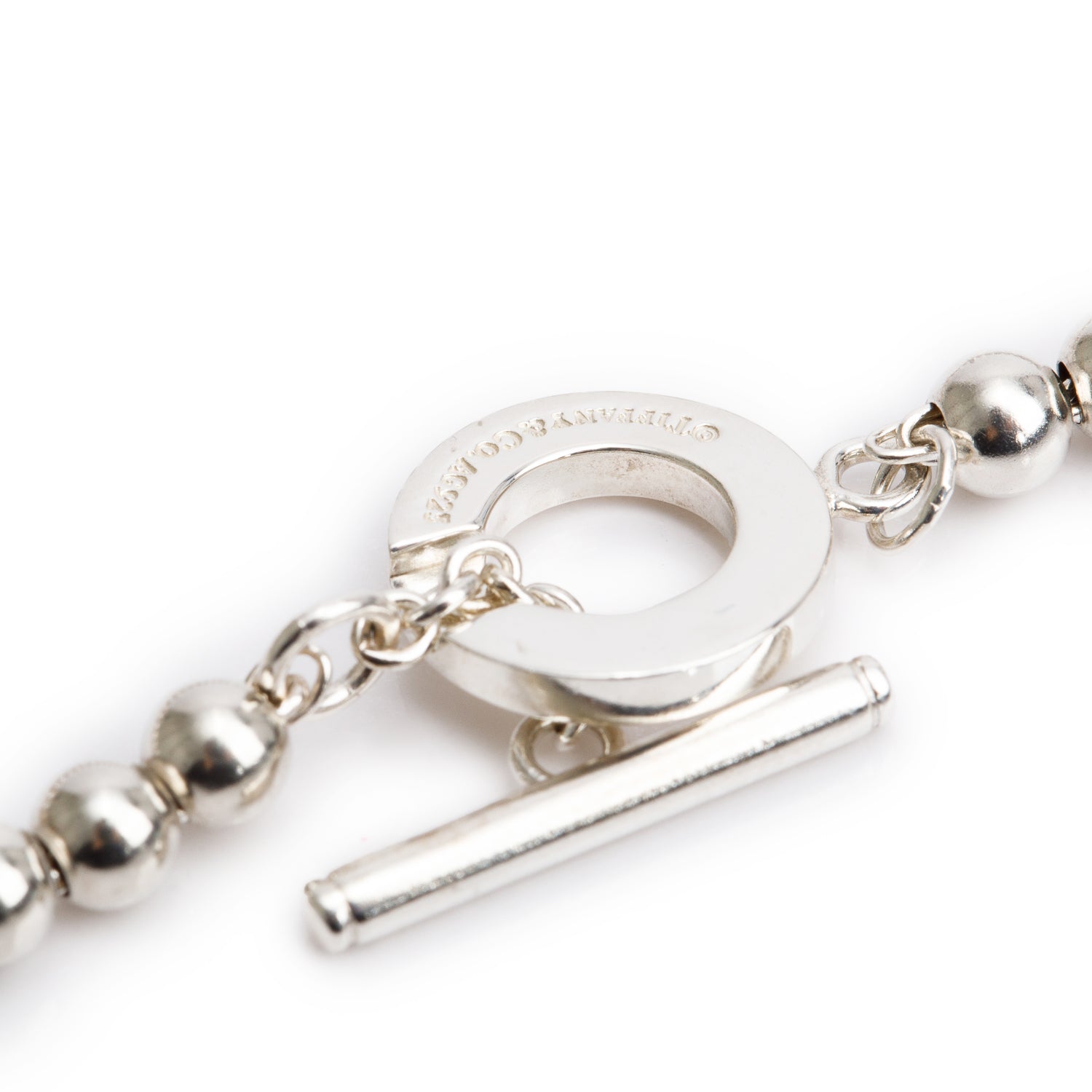 Tiffany & Co. Sterling Silver 4 MM Mini Bead Toggle Bracelet