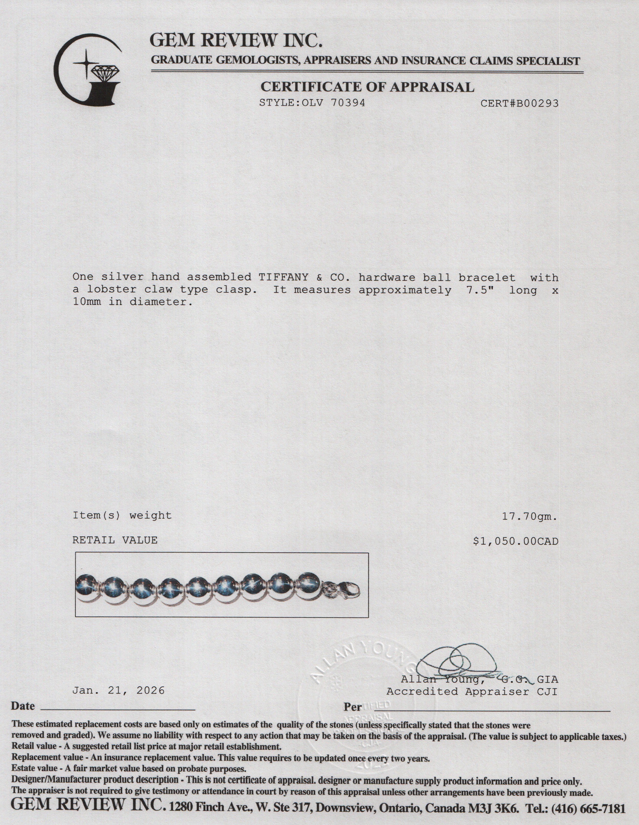 Tiffany & Co. Sterling Silver 10 MM HardWear Ball Bracelet