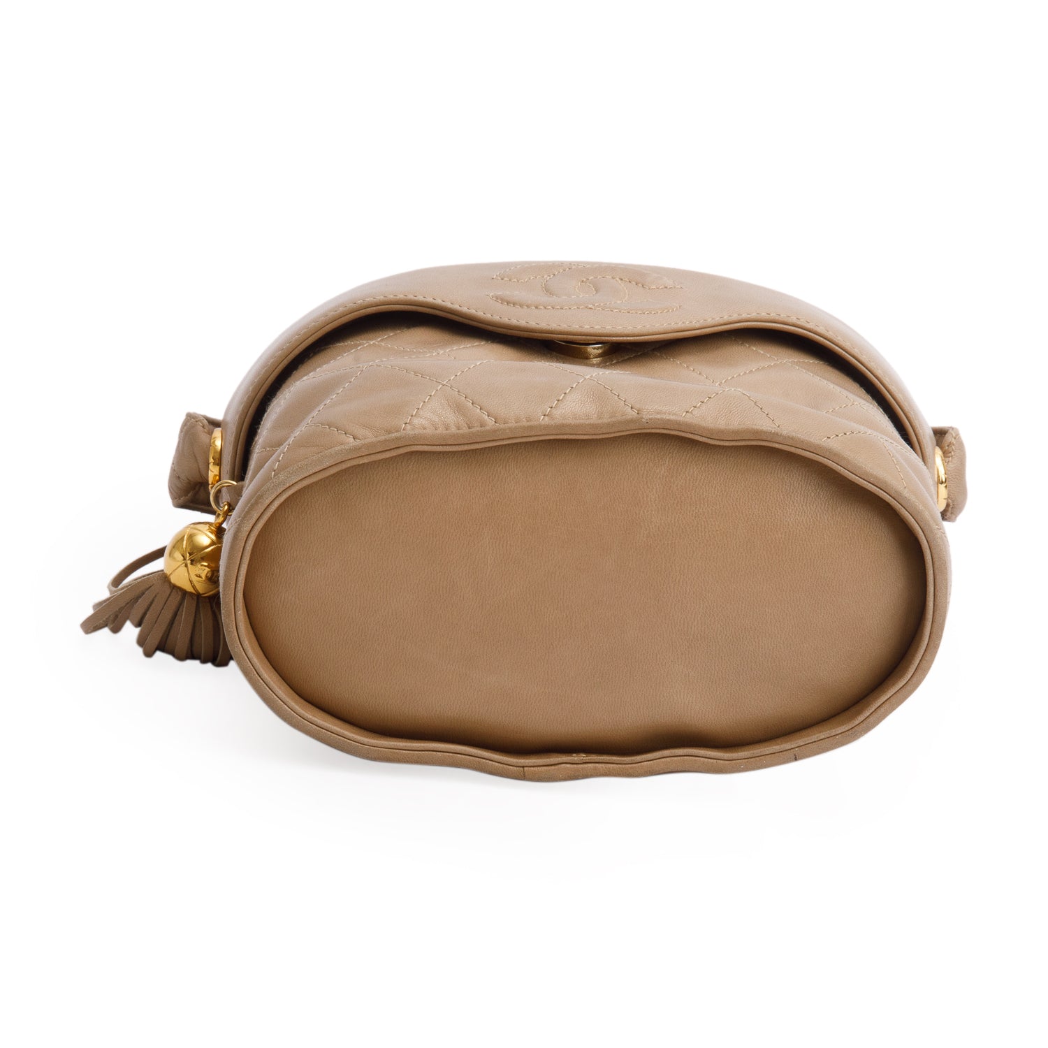 Chanel Vintage Brown Quilted Lambskin Leather Tassel Vanity Case