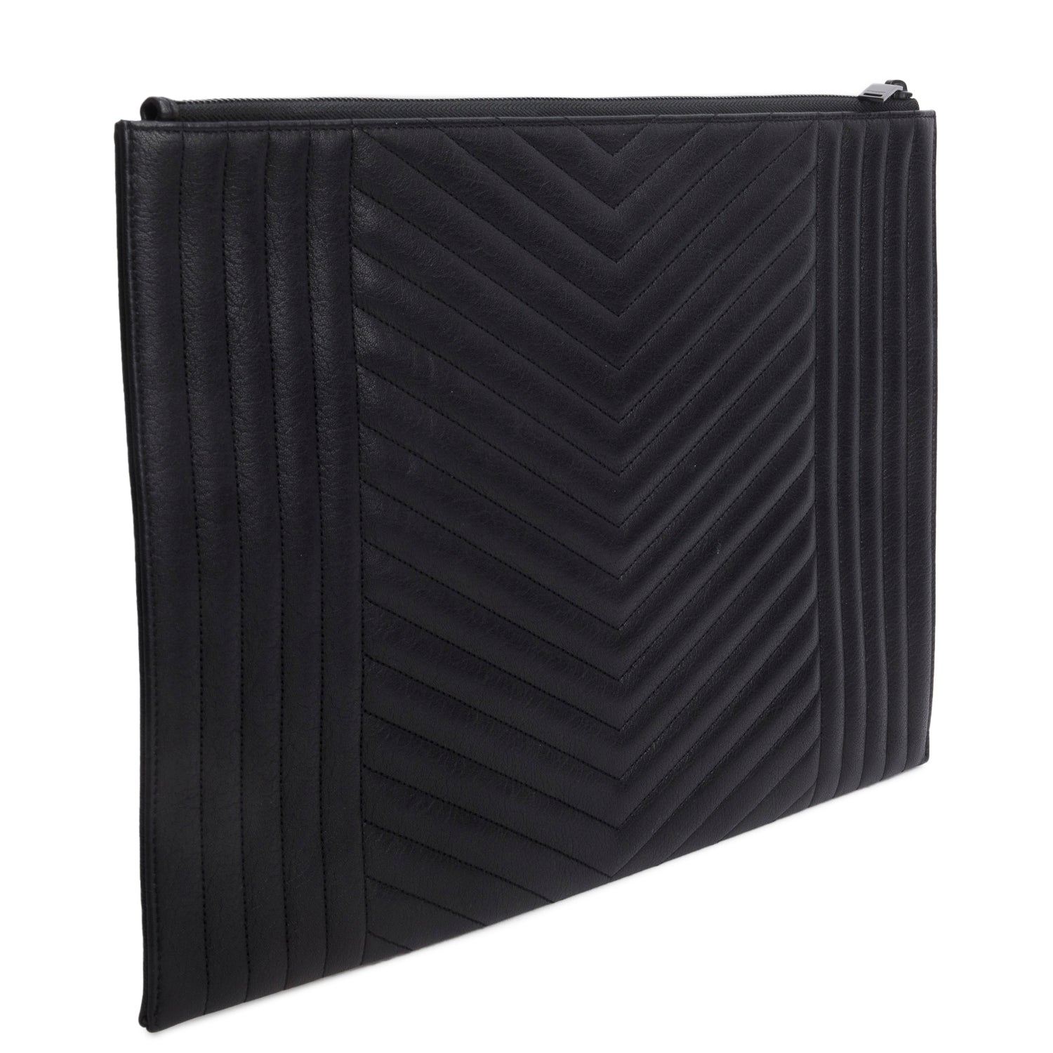 Saint Laurent Black Lambskin Cassandre Matelasse Document Holder w/ Box