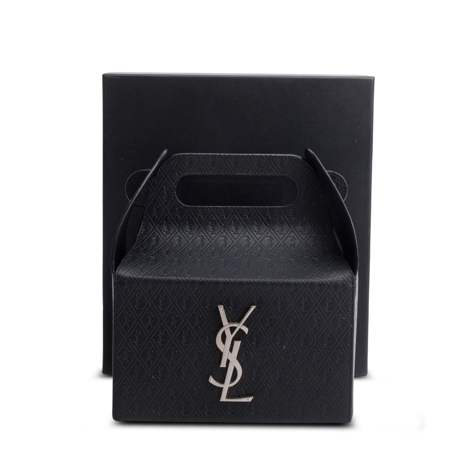 Saint Laurent 2023 Black Calfskin Monogram Take Away Box w/ Box