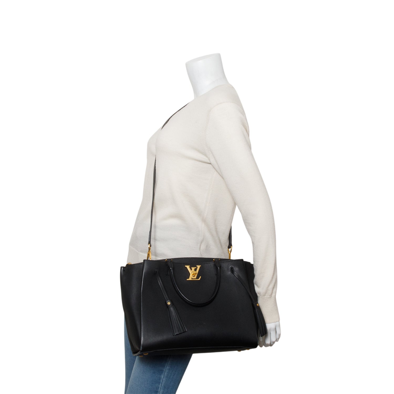 Louis Vuitton Black Calfskin LockMeTo Tote w/ Strap