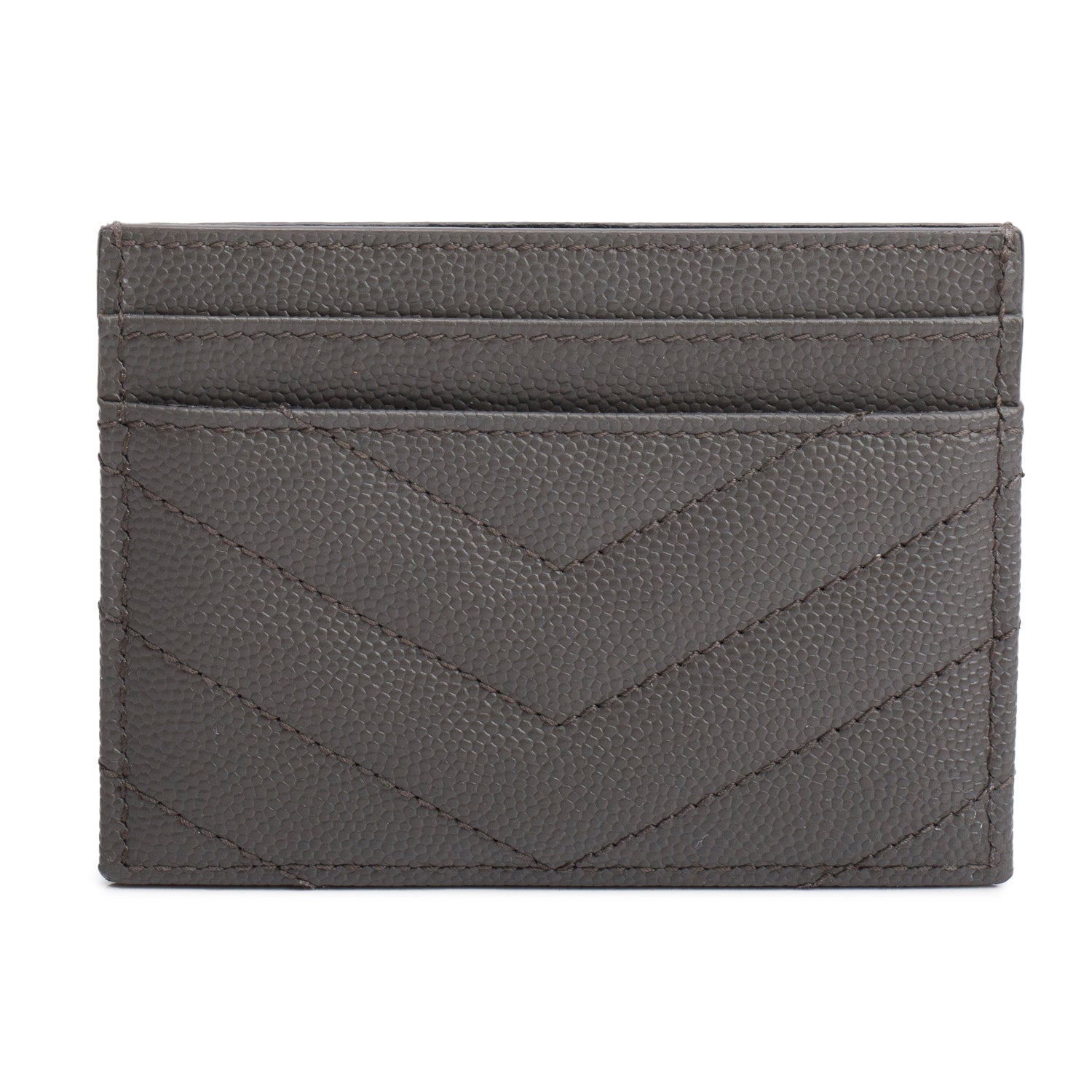 Saint Laurent 2020 Grey Grain de Poudre Cassandre Matelasse Card Case