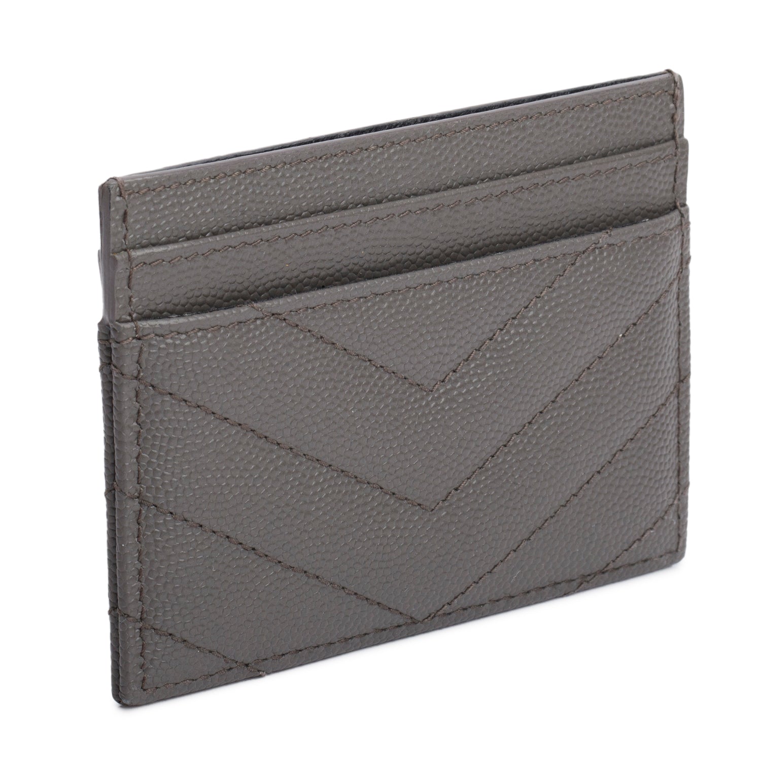 Saint Laurent 2020 Grey Grain de Poudre Cassandre Matelasse Card Case