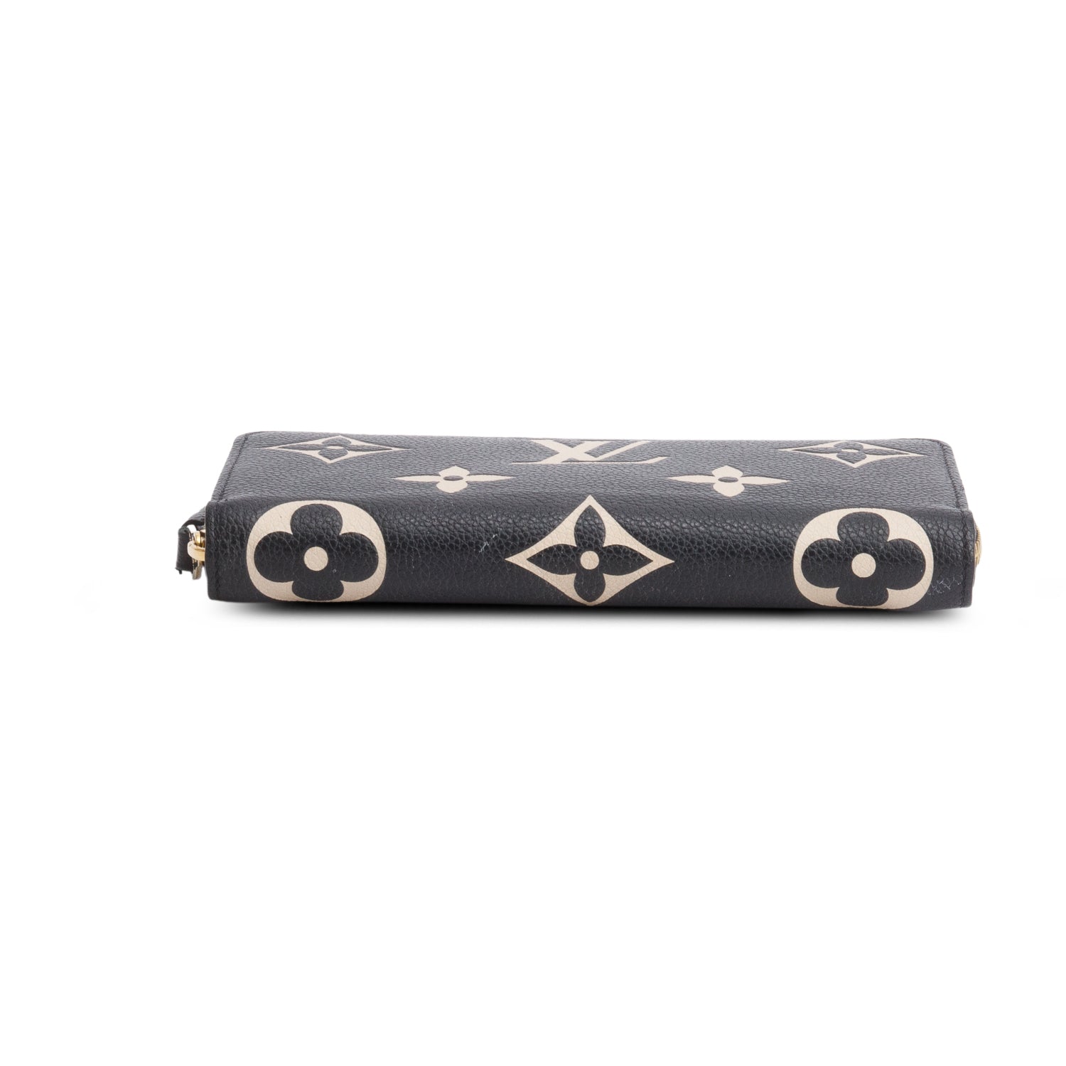 Louis Vuitton Black Beige Monogram Giant Bicolor Empreinte Leather Zippy Wallet w/ Box