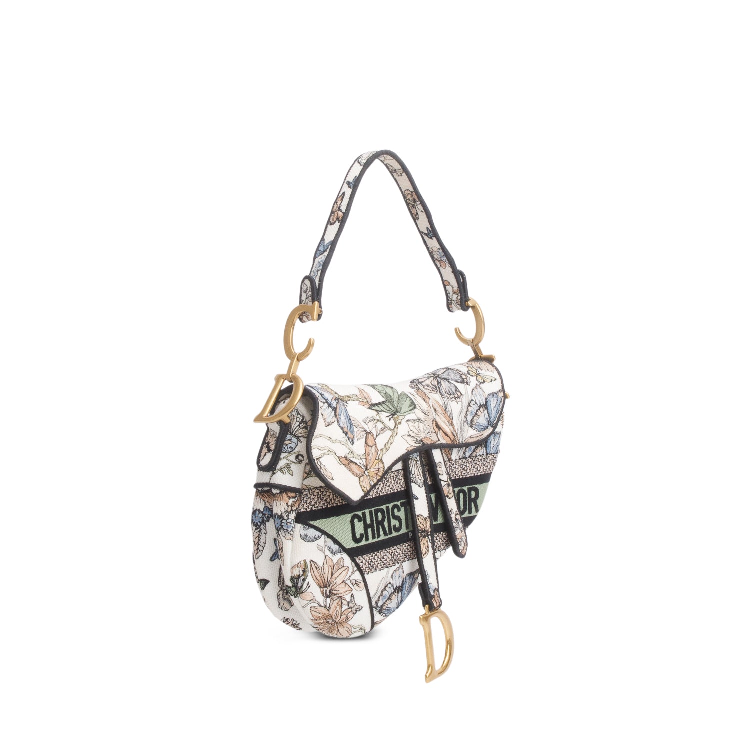 Christian Dior 2023 Multicolor Canvas Embroidered Saddle Bag