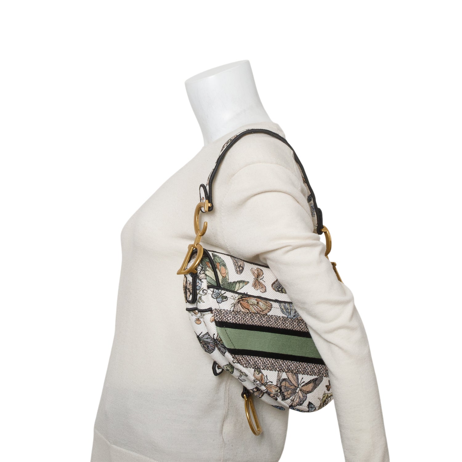 Christian Dior 2023 Multicolor Canvas Embroidered Saddle Bag