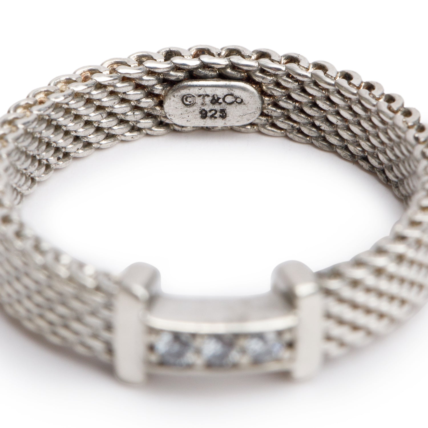 Tiffany & Co. Sterling Silver Diamond Narrow Somerset Ring, Size 5.25