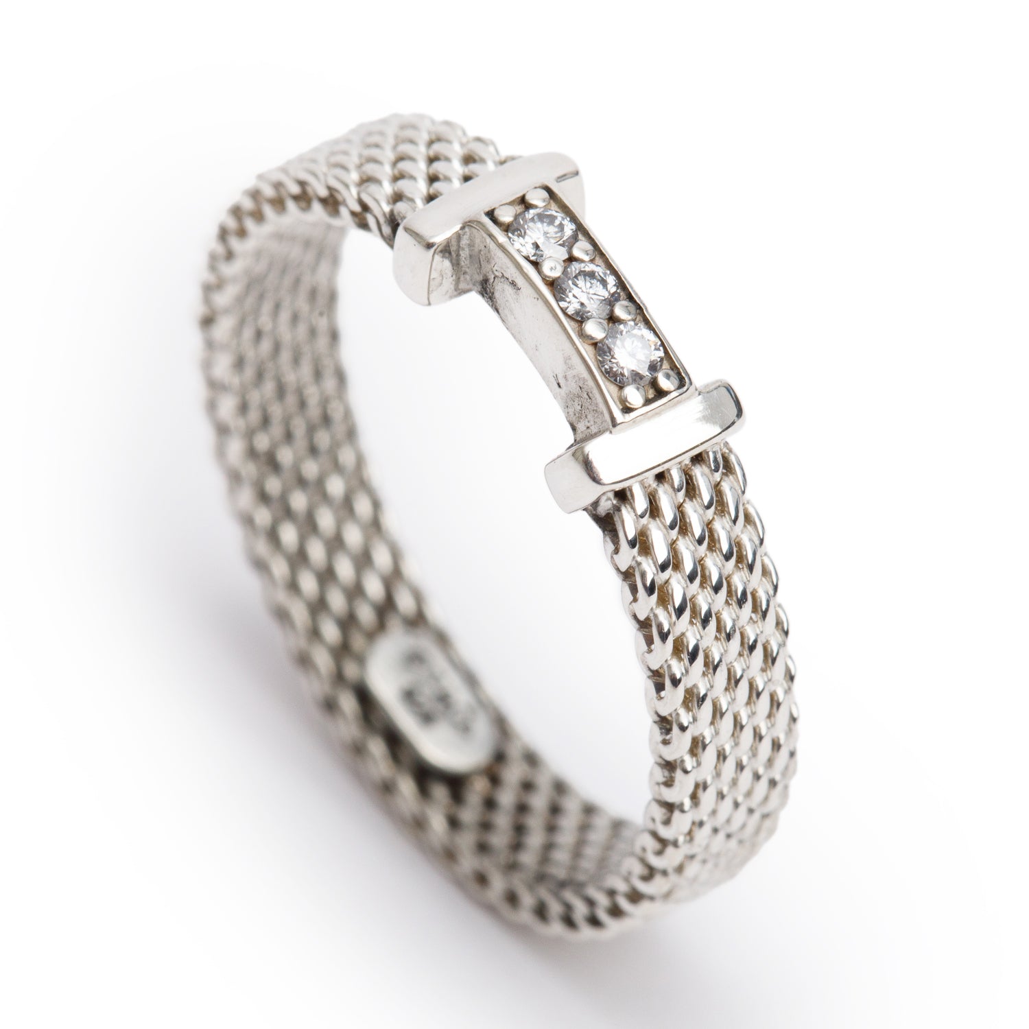 Tiffany & Co. Sterling Silver Diamond Narrow Somerset Ring, Size 5.25