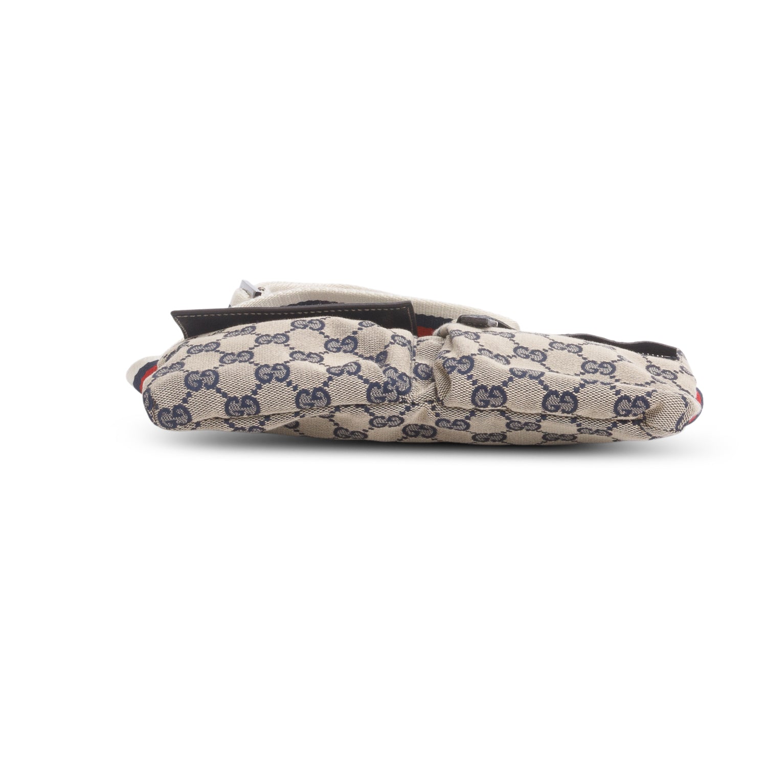 Gucci Navy GG Monogram Web Double Pocket Belt Bag