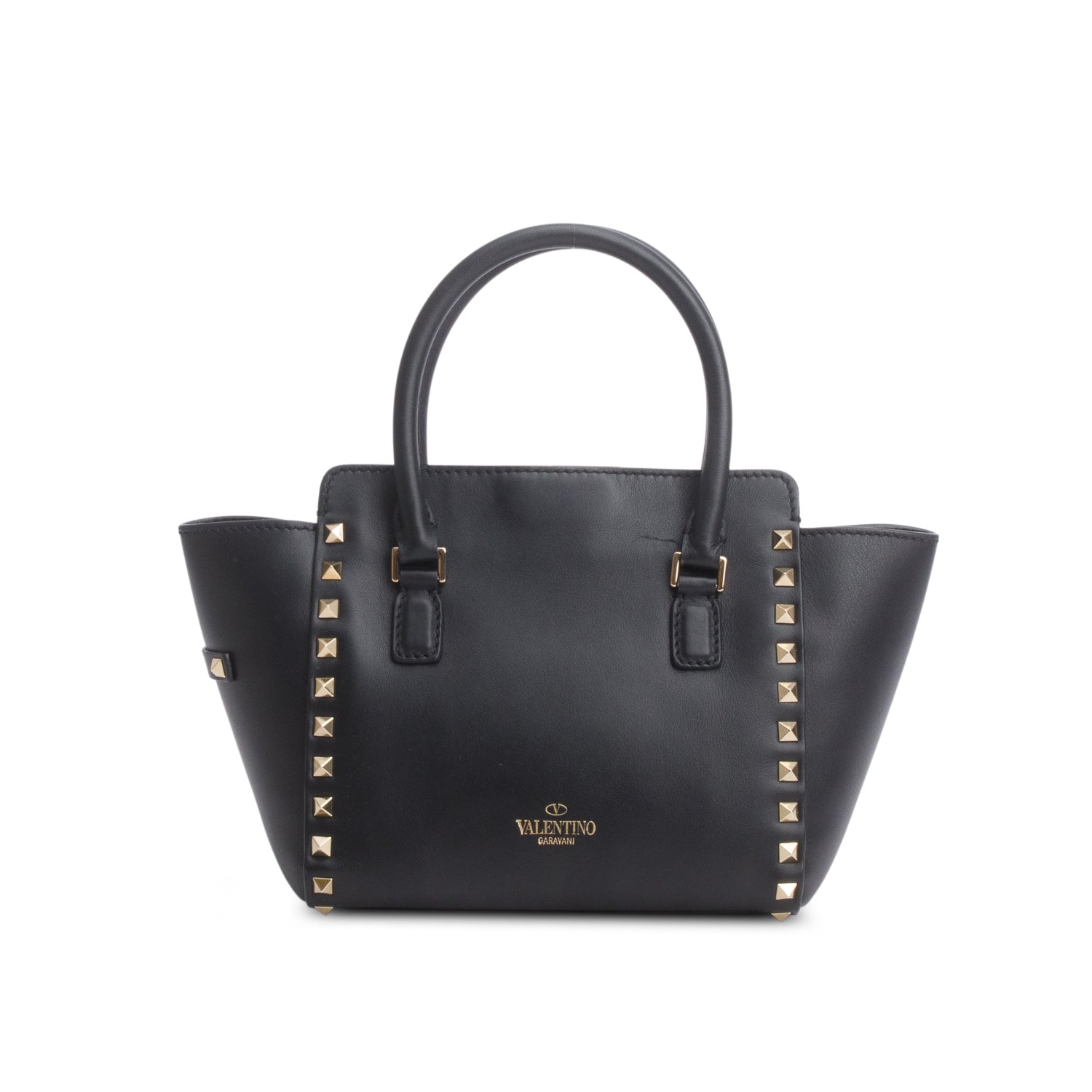 Valentino Black Vitello Mini Rockstud Tote w/ Strap