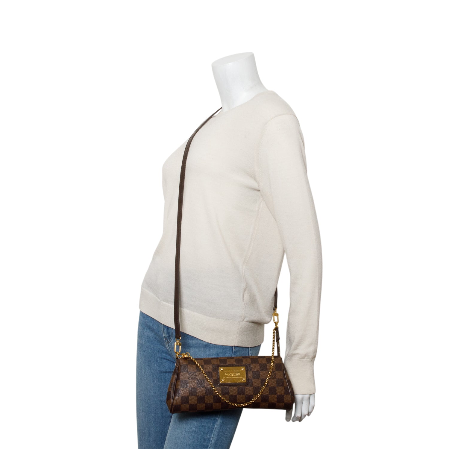 Louis Vuitton Damier Ebene Eva Clutch w/ Box & Straps