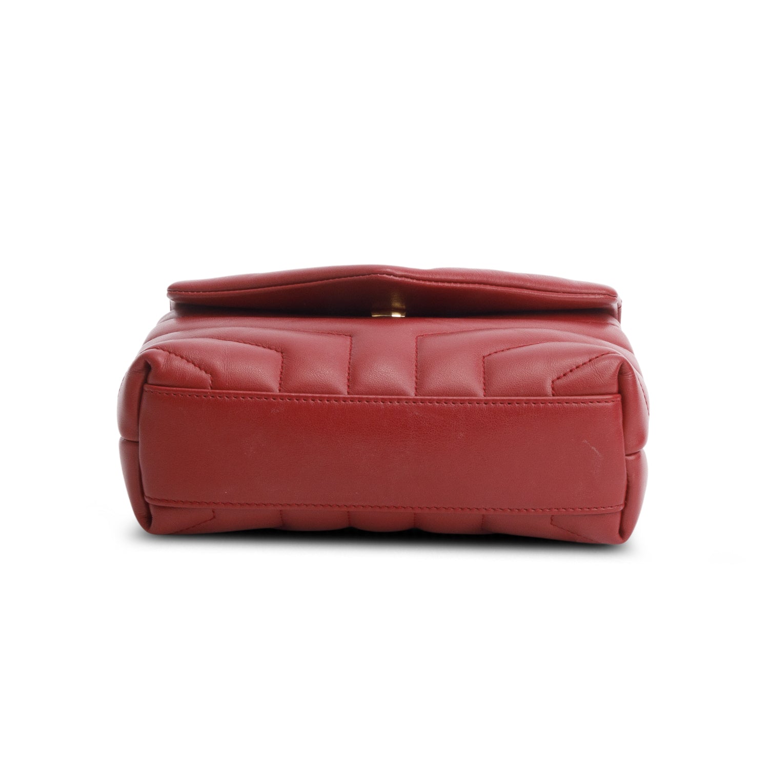 Saint Laurent 2021 Red Calfskin Y Quilted Monogram Toy Loulou Crossbody Bag w/ Box